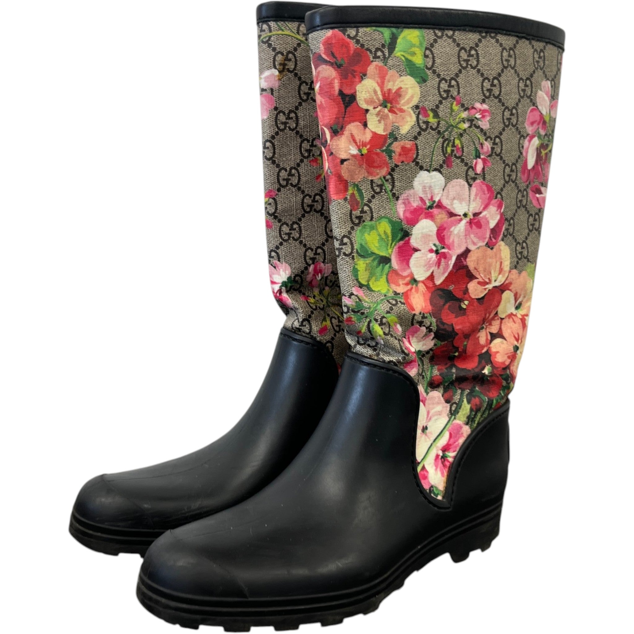 Women's Gg Blooms Rain Boots Black Size EU 38 / UK 5