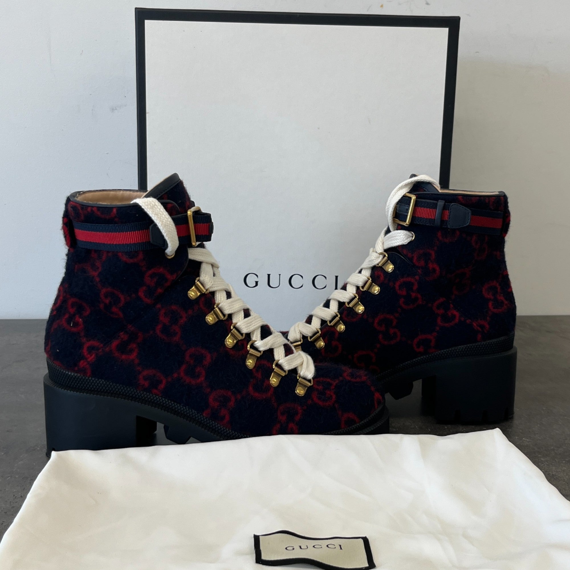 Women's Gg Lace-Up Boots Navy Size EU 38 / UK 5