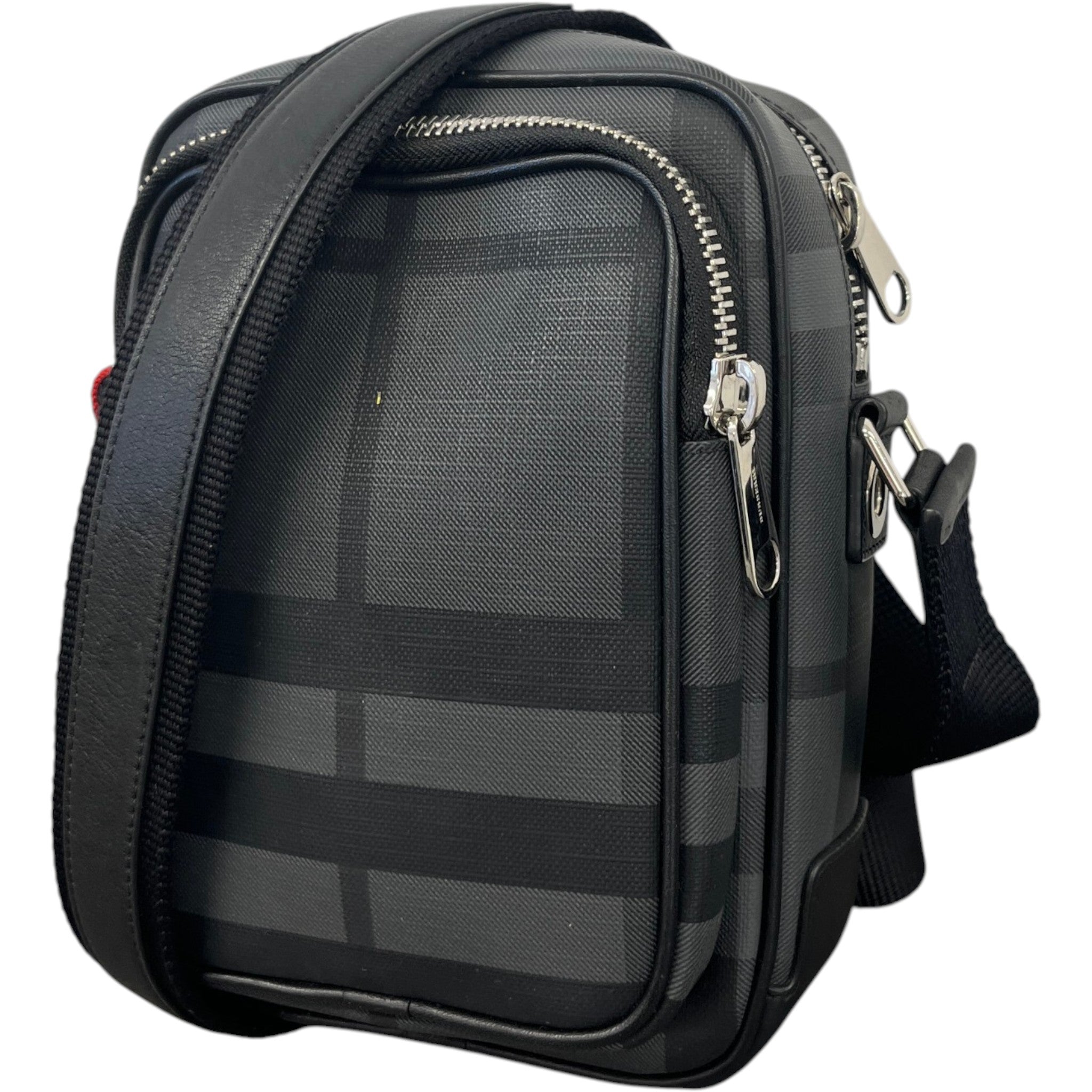 Men's Checkered Messenger Bag Black