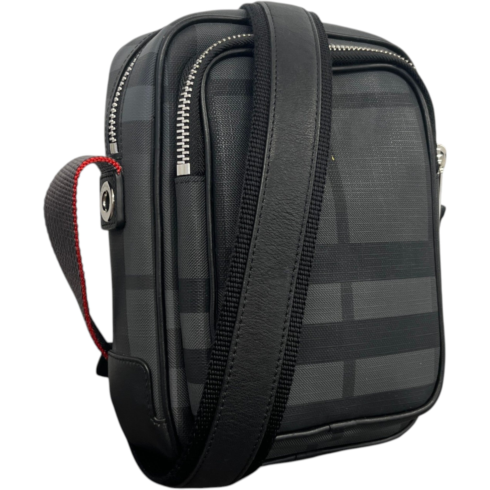 Men's Checkered Messenger Bag Black