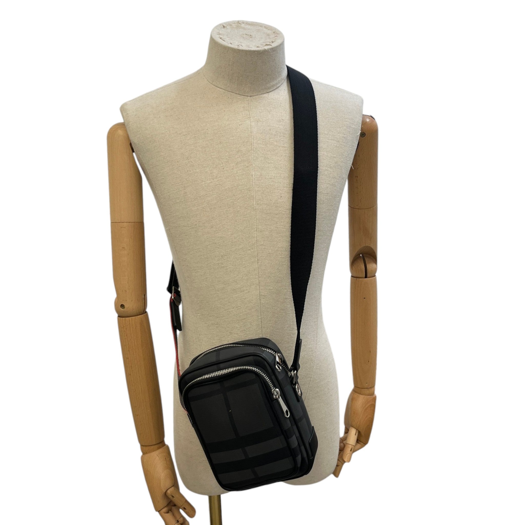 Men's Checkered Messenger Bag Black
