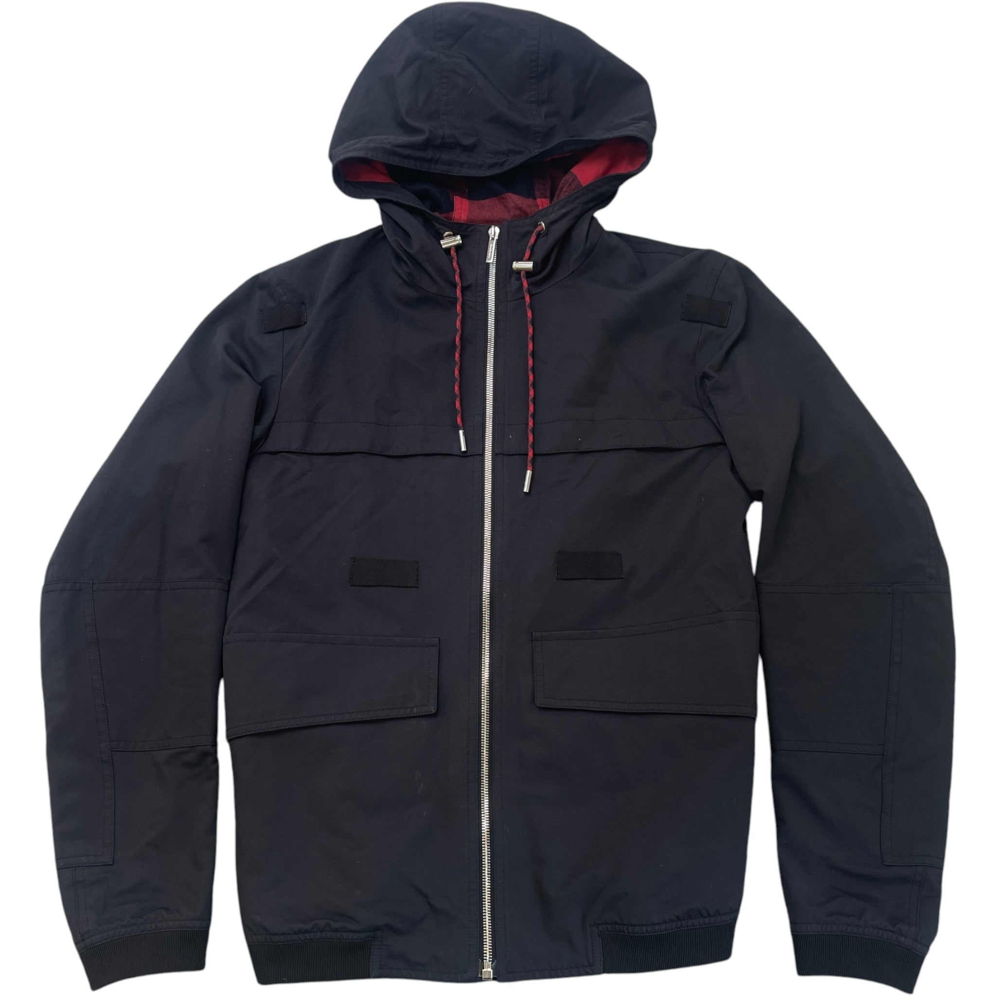 Men's Zipped Hooded Parka Jacket Black Size IT 48 / M