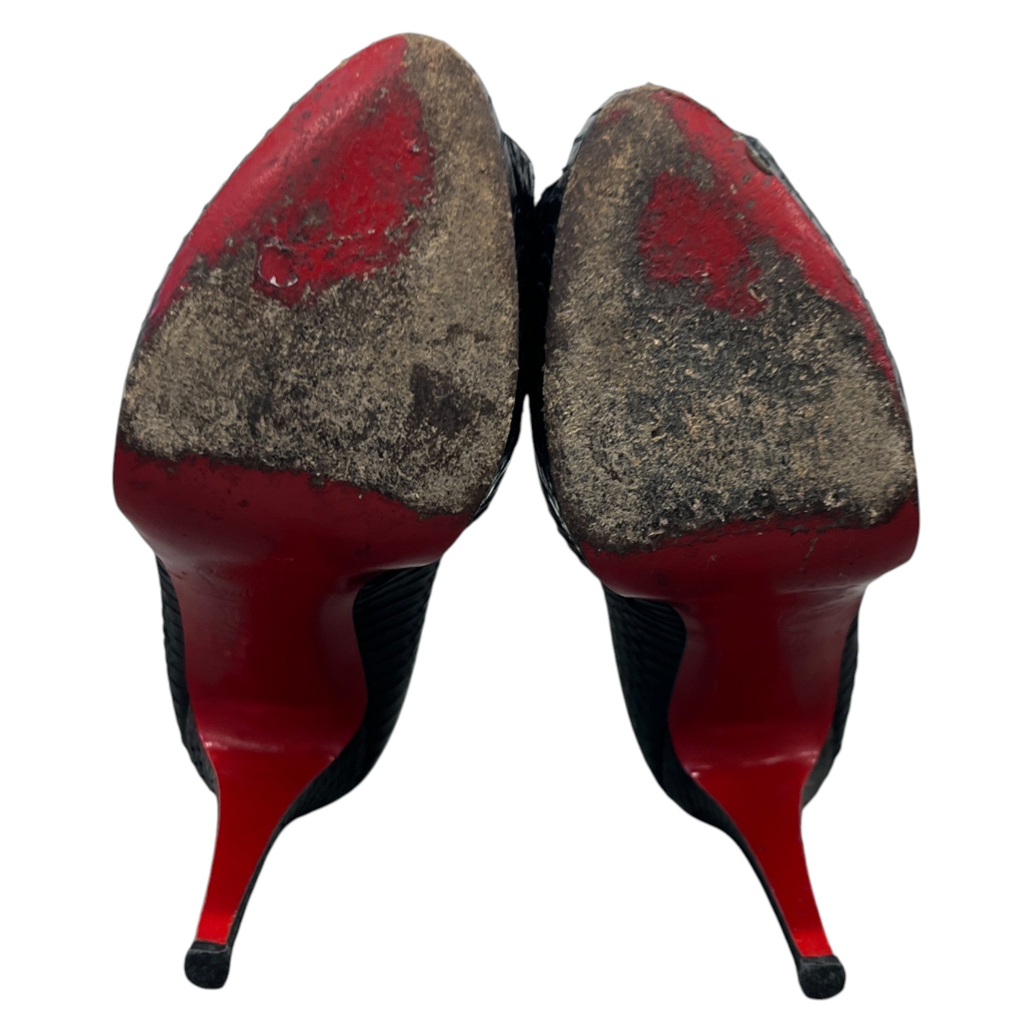 Women's Python Peep Toe Heels Black Size EU 38 / UK 5