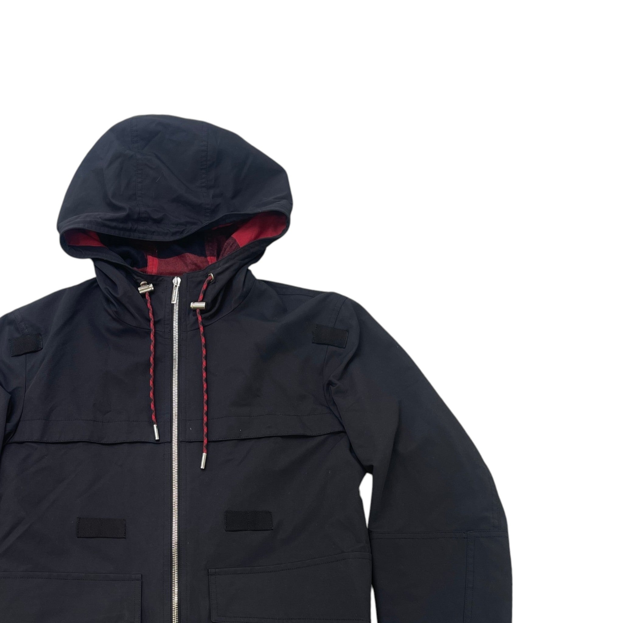 Men's Zipped Hooded Parka Jacket Black Size IT 48 / M