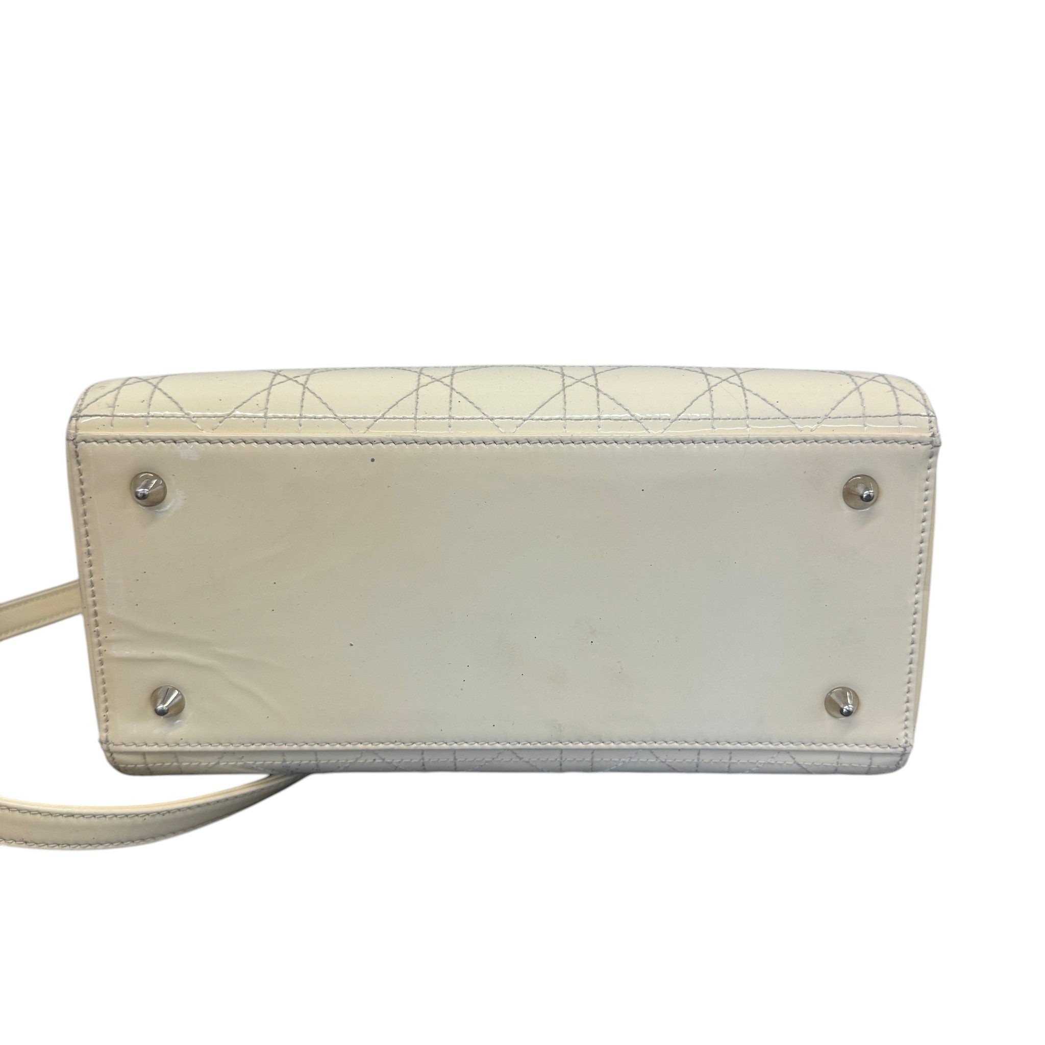 Women's Lady Dior Medium Patent Bag Cream