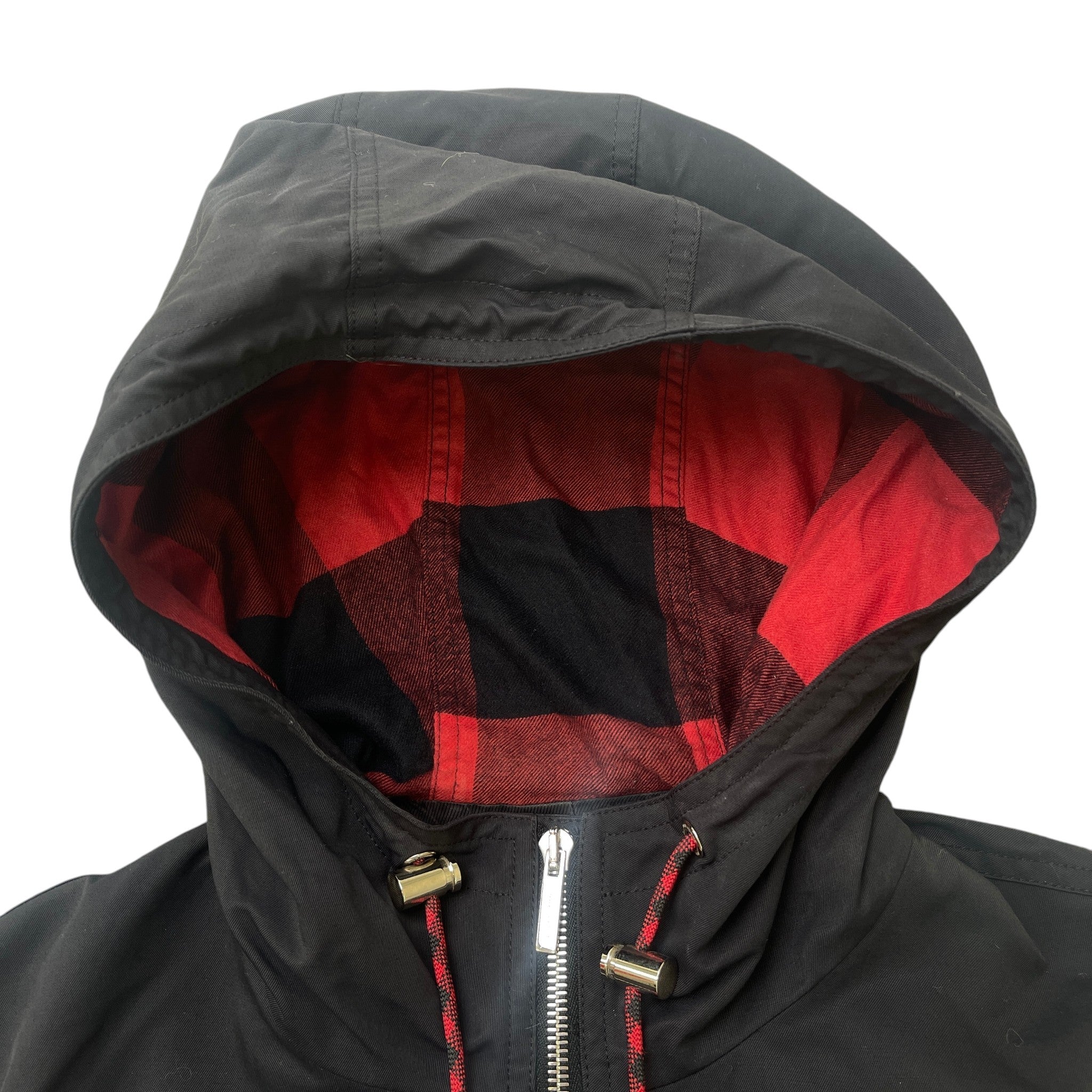 Men's Zipped Hooded Parka Jacket Black Size IT 48 / M