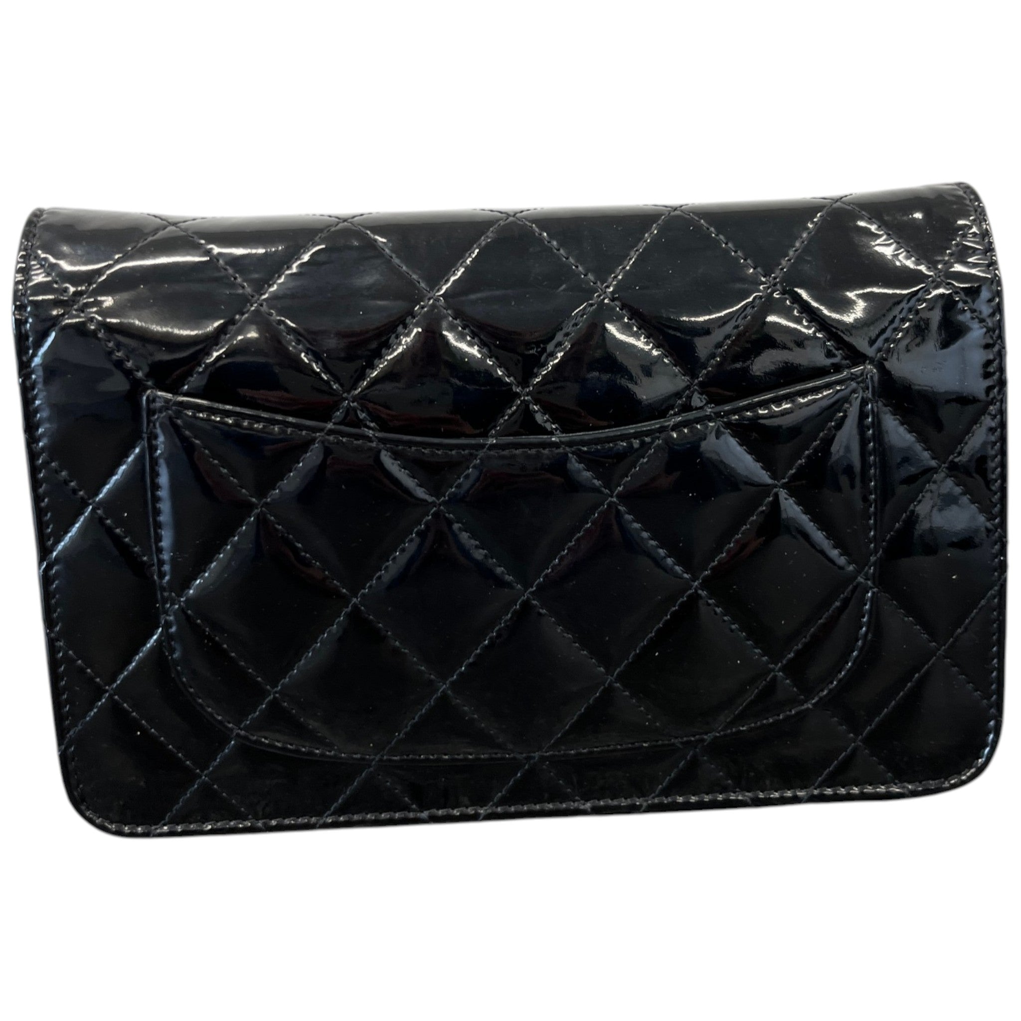 Women's Patent Wallet On Chain Woc Bag Black