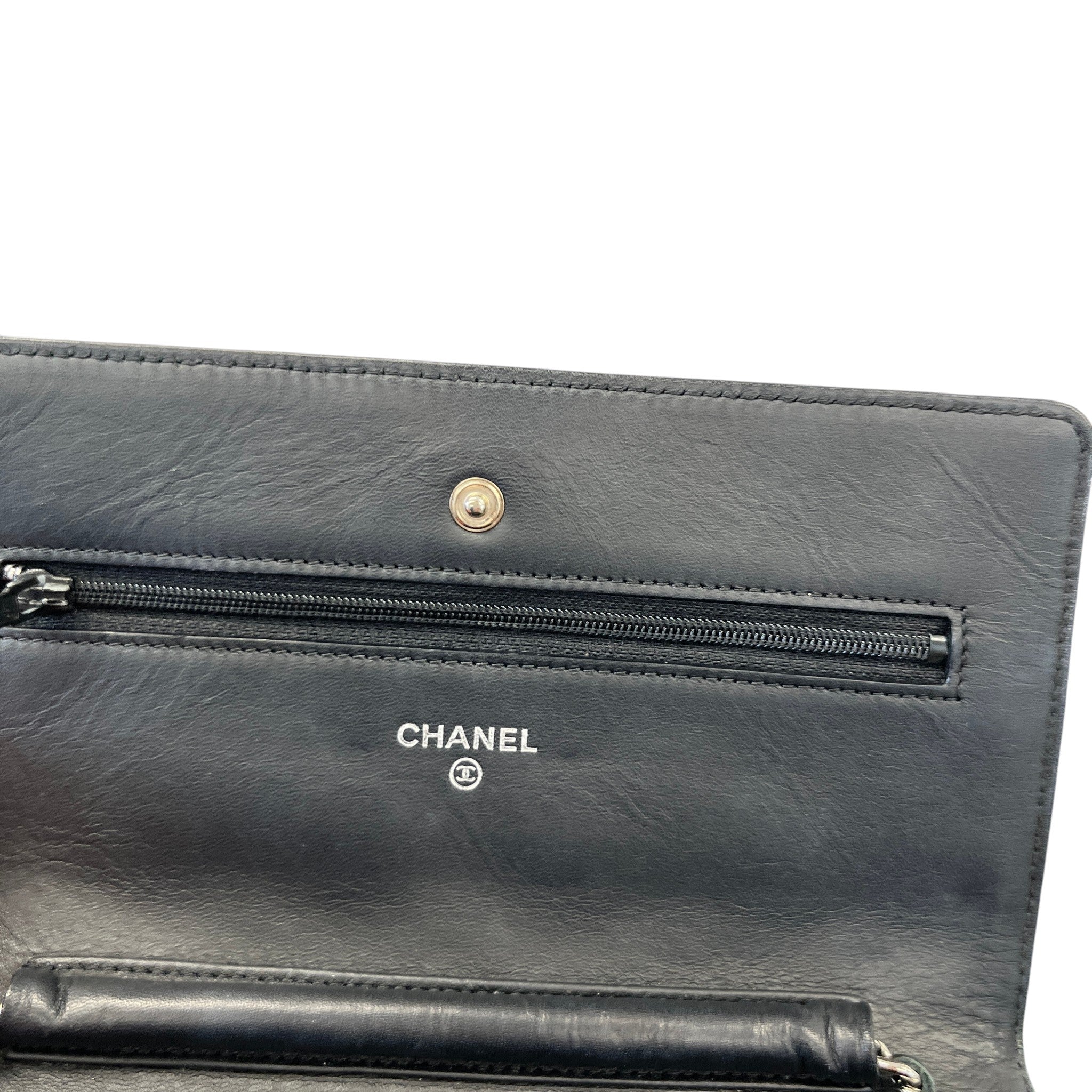 Women's Patent Wallet On Chain Woc Bag Black
