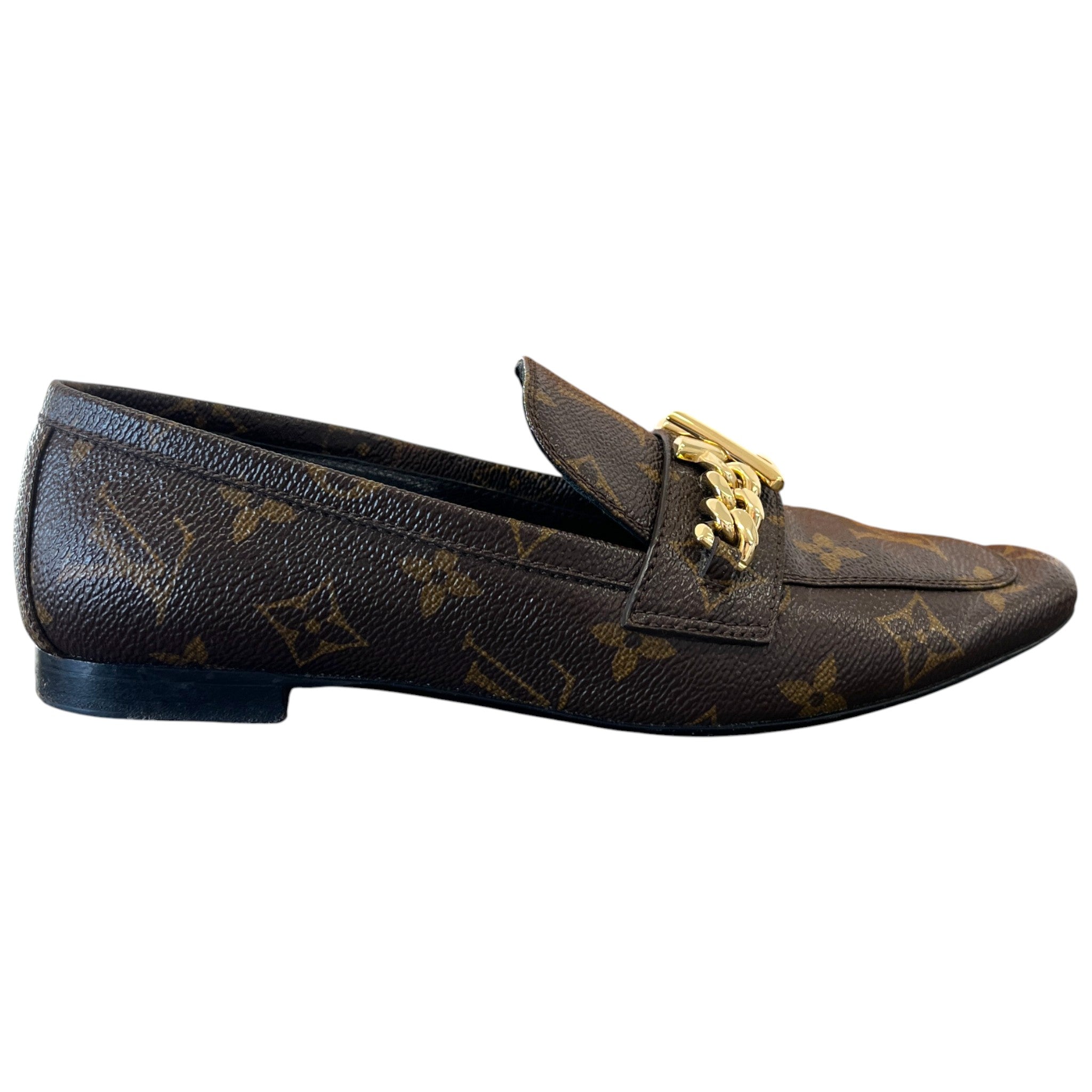 Women's Monogram Upper Case Loafers Brown Size EU 36 / UK 3