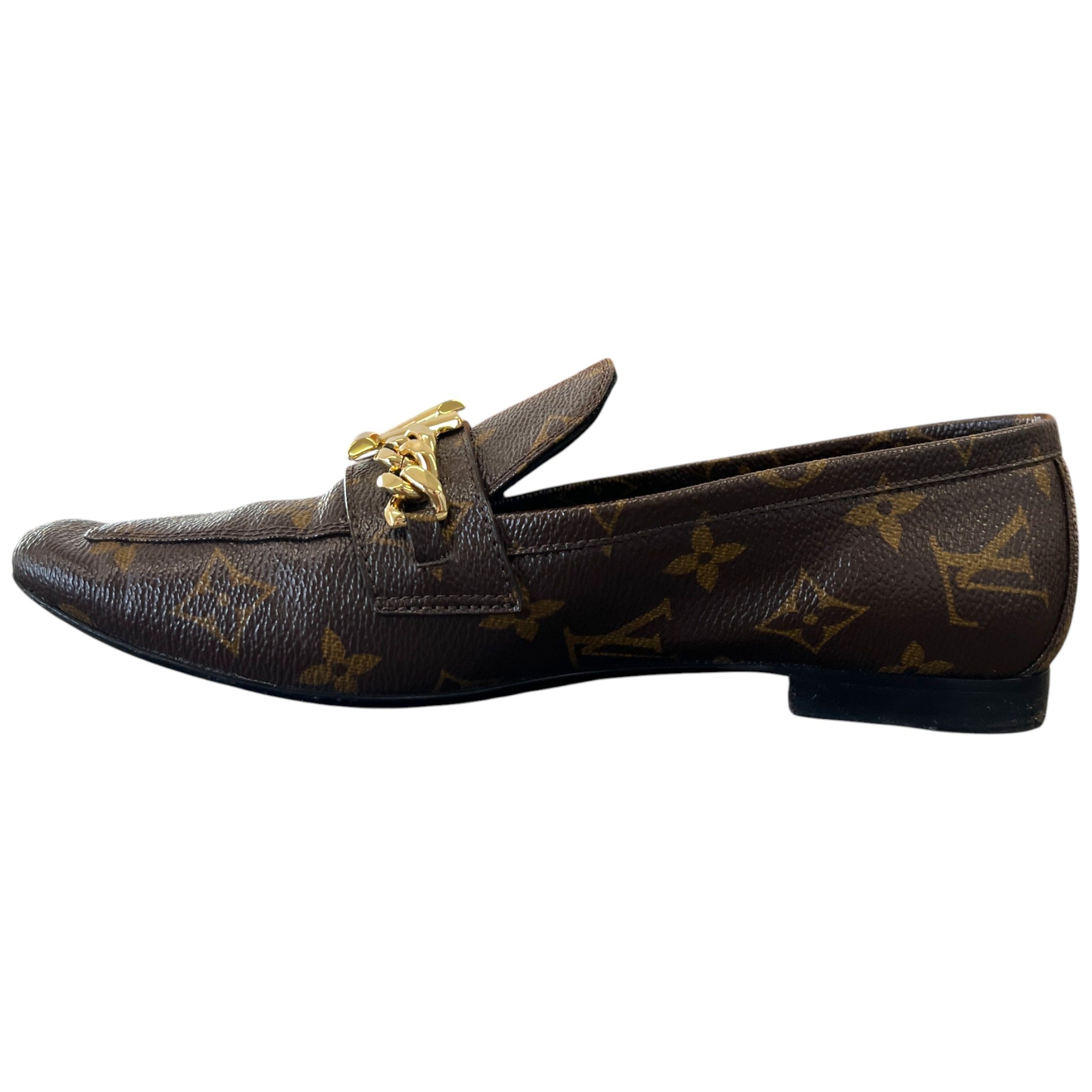 Women's Monogram Upper Case Loafers Brown Size EU 36 / UK 3