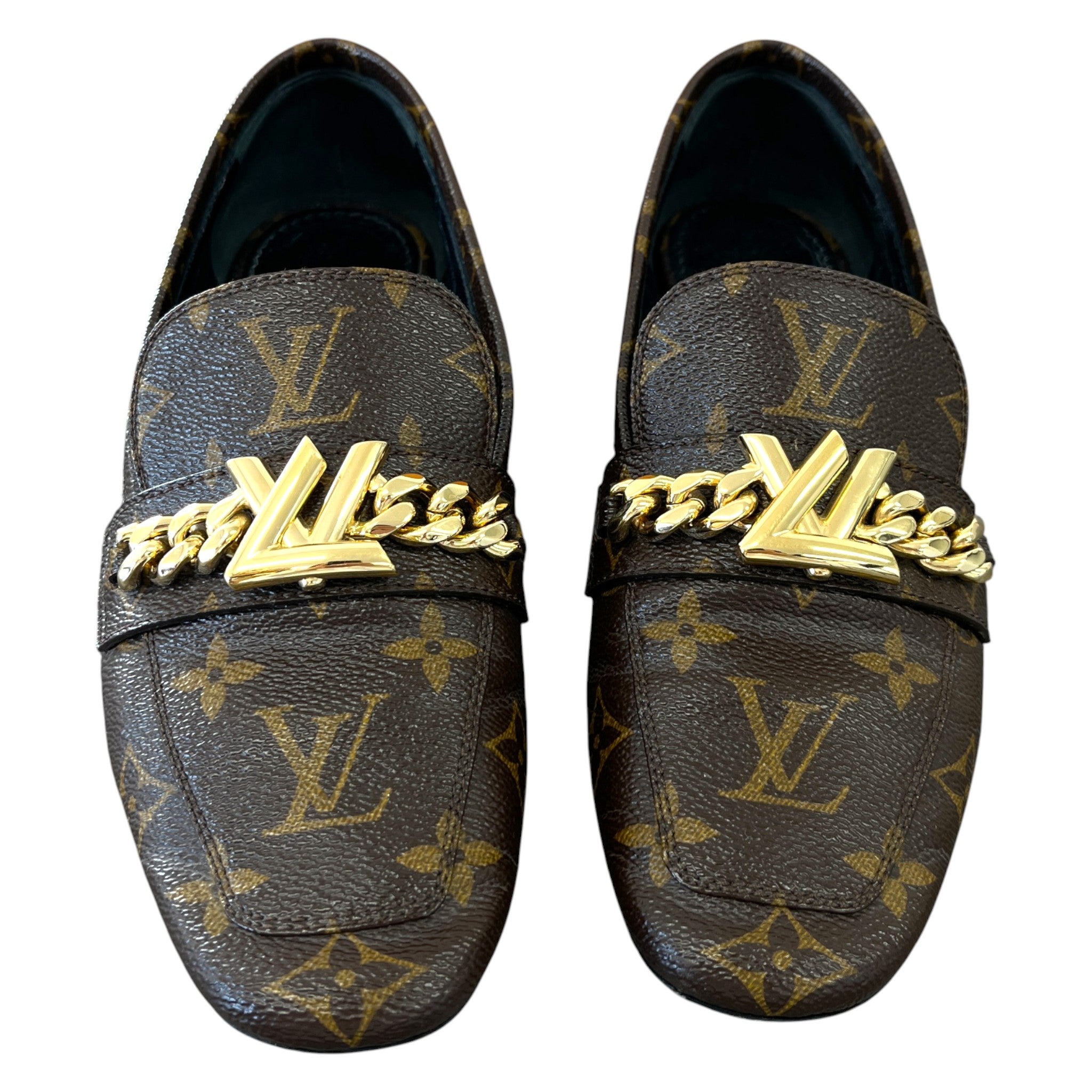 Women's Monogram Upper Case Loafers Brown Size EU 36 / UK 3