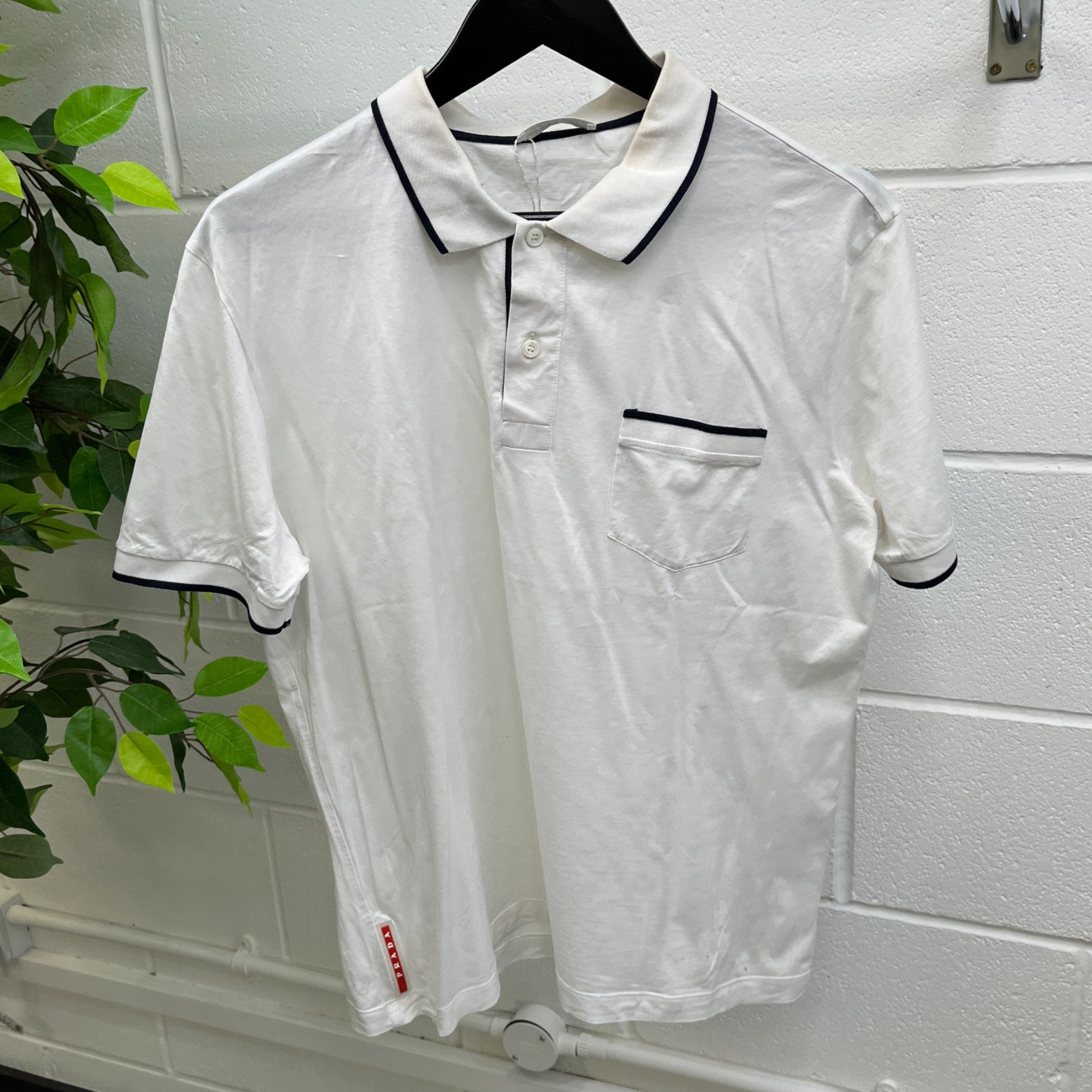Men's Pocket Logo Polo Shirt White Size XL