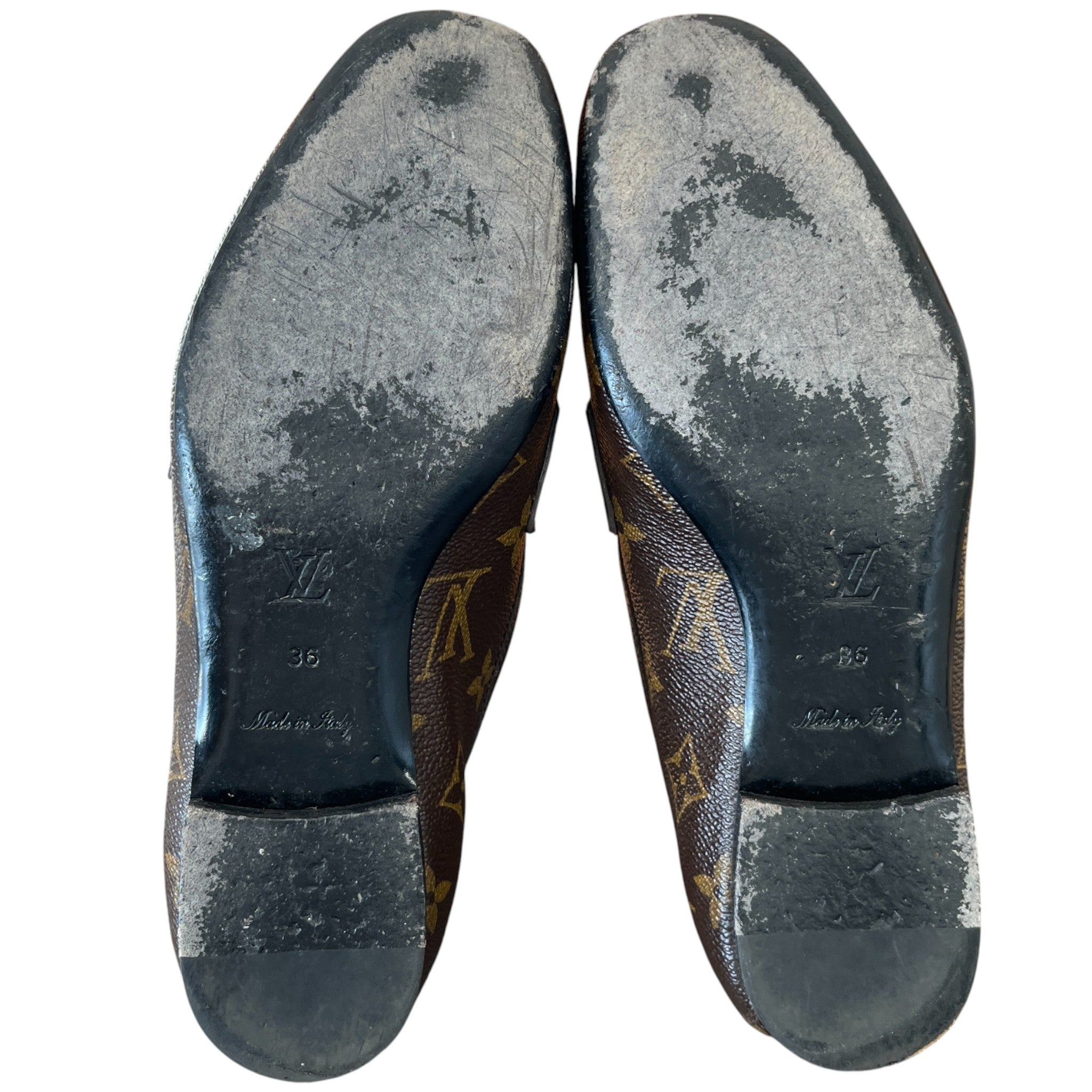 Women's Monogram Upper Case Loafers Brown Size EU 36 / UK 3