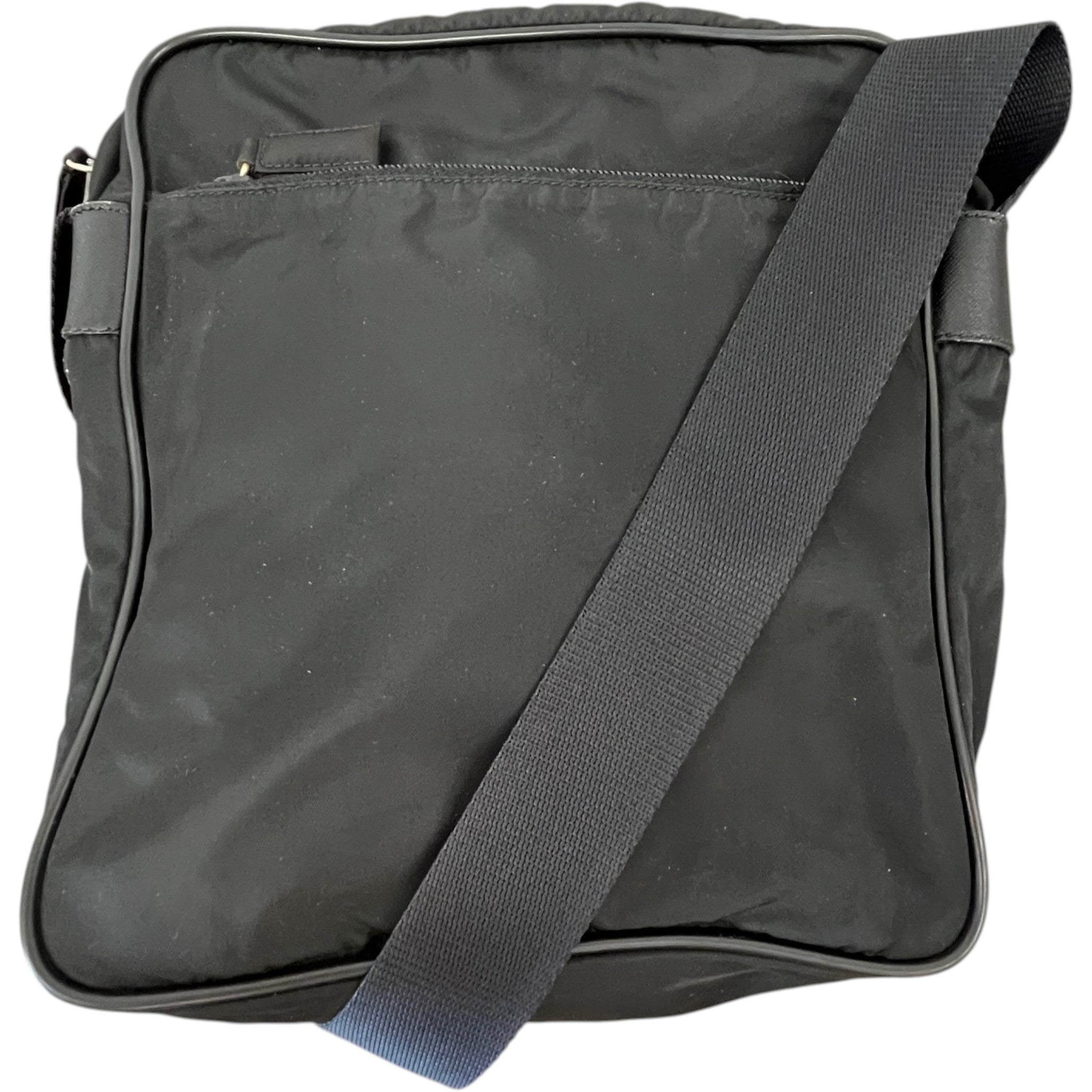 Men's Re-Nylon Plaque Logo Messenger Bag Black