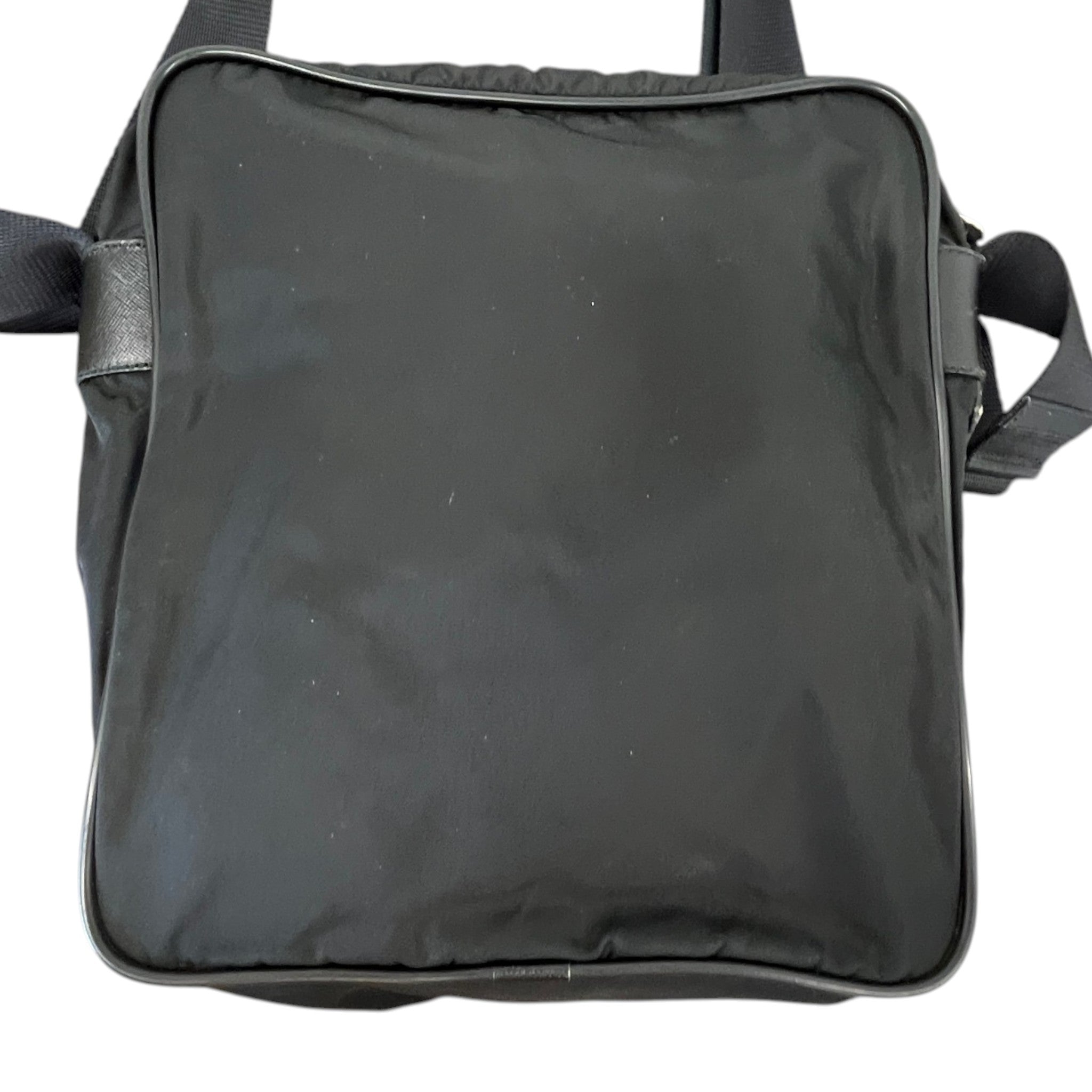 Men's Re-Nylon Plaque Logo Messenger Bag Black