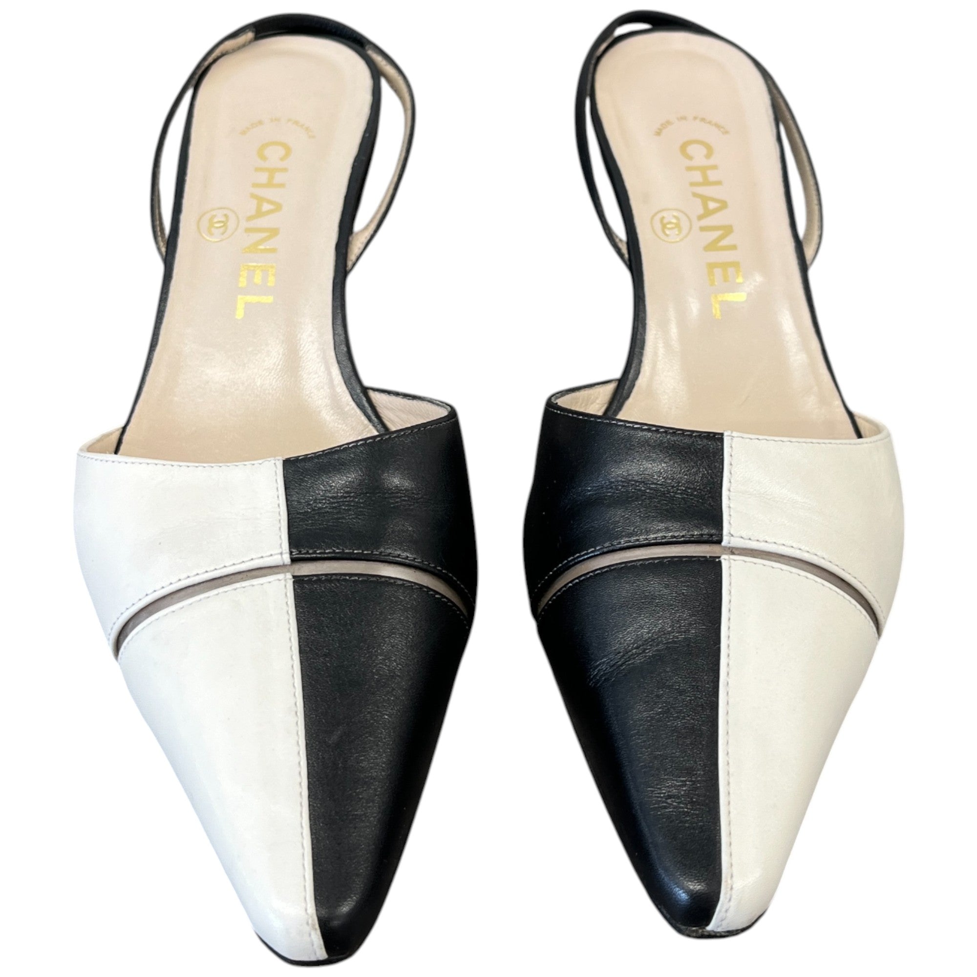 Women's Two Tone Slingback Mules Black Size EU 36.5 / UK 3.5