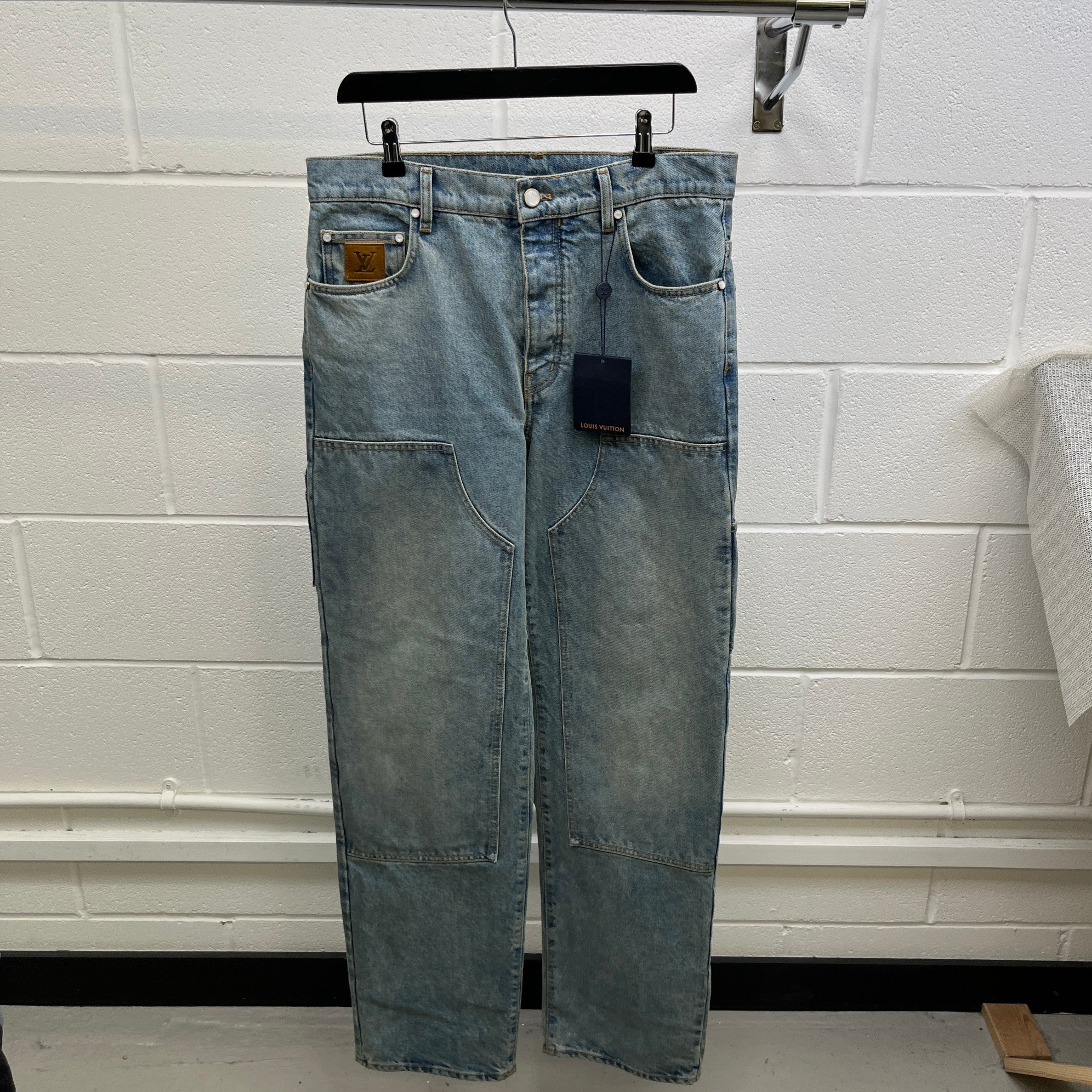 Men's Embroidered Lv Jeans Blue Size XS