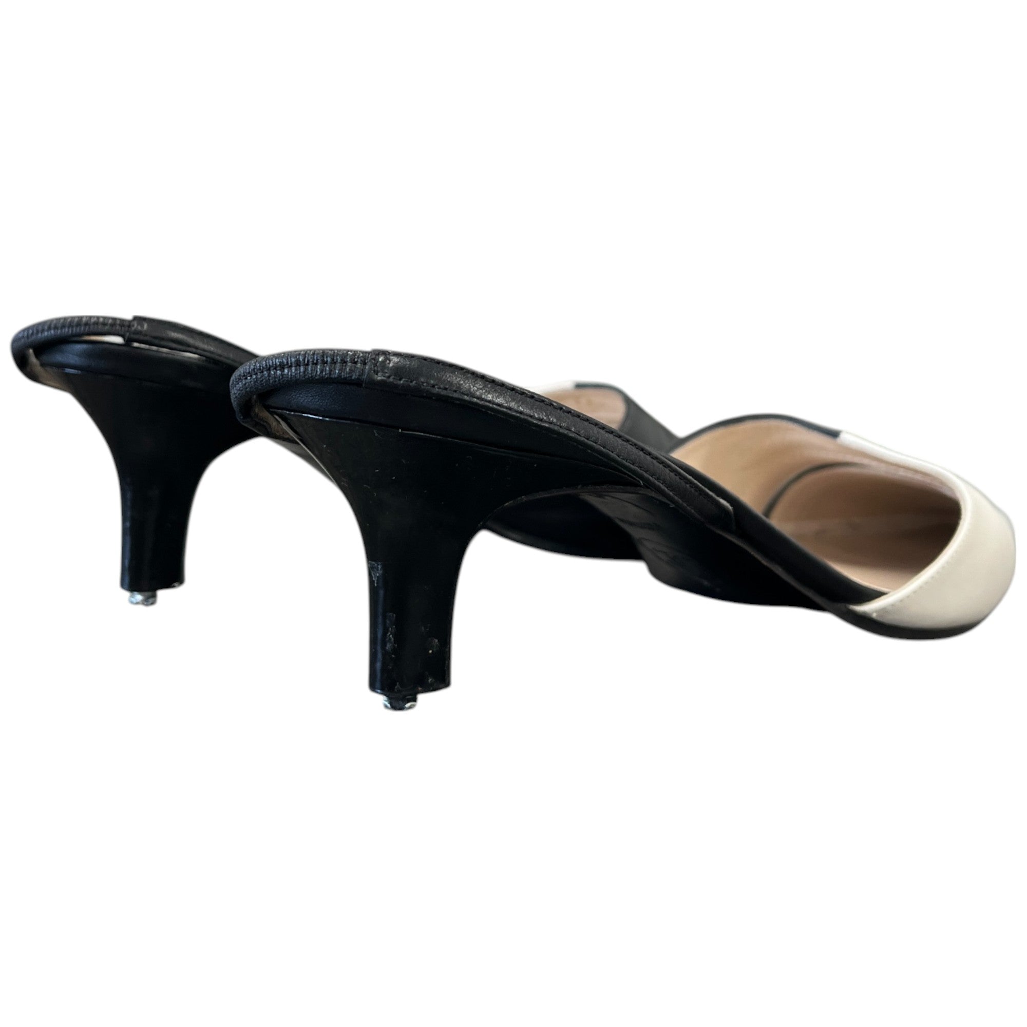 Women's Two Tone Slingback Mules Black Size EU 36.5 / UK 3.5