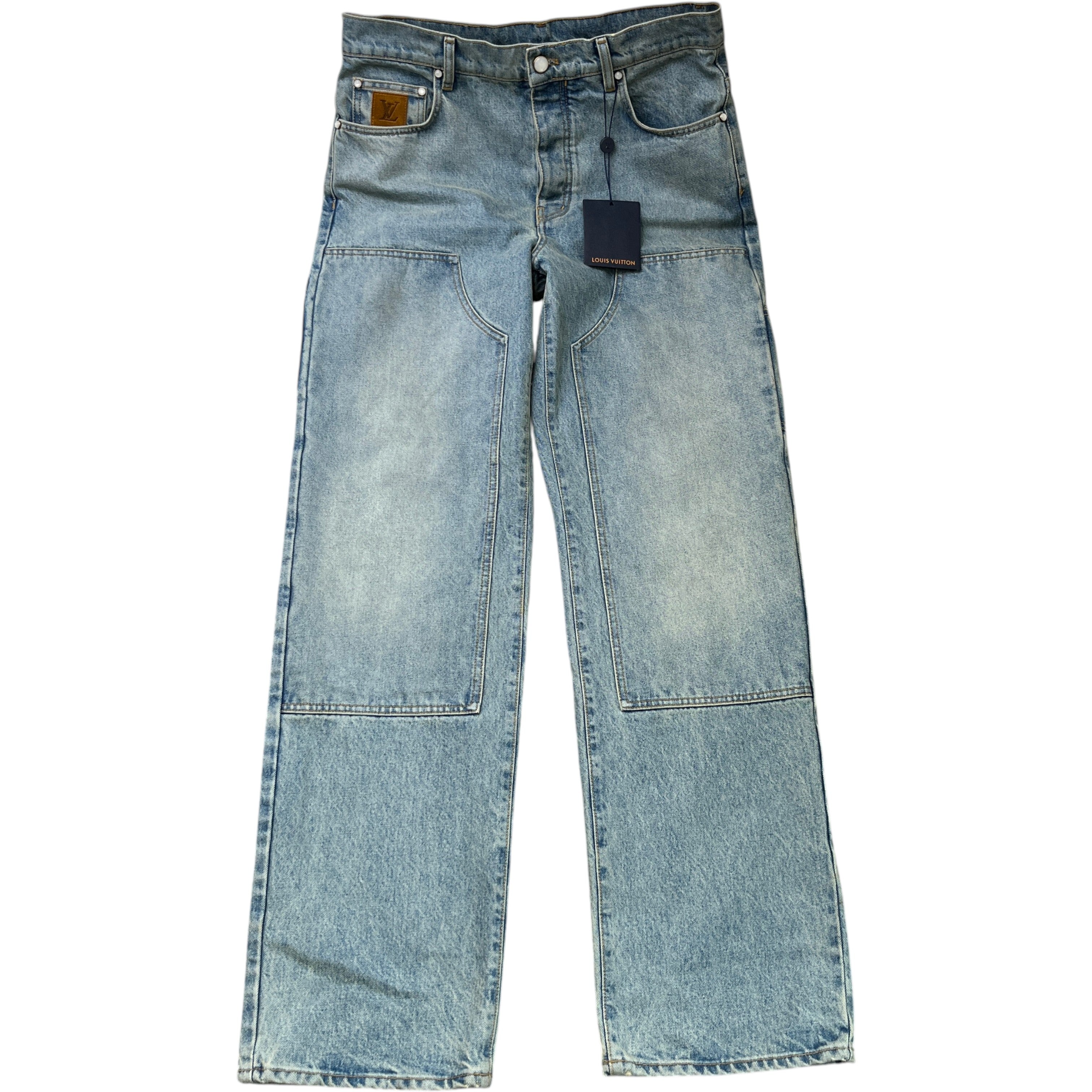 Men's Embroidered Lv Jeans Blue Size XS