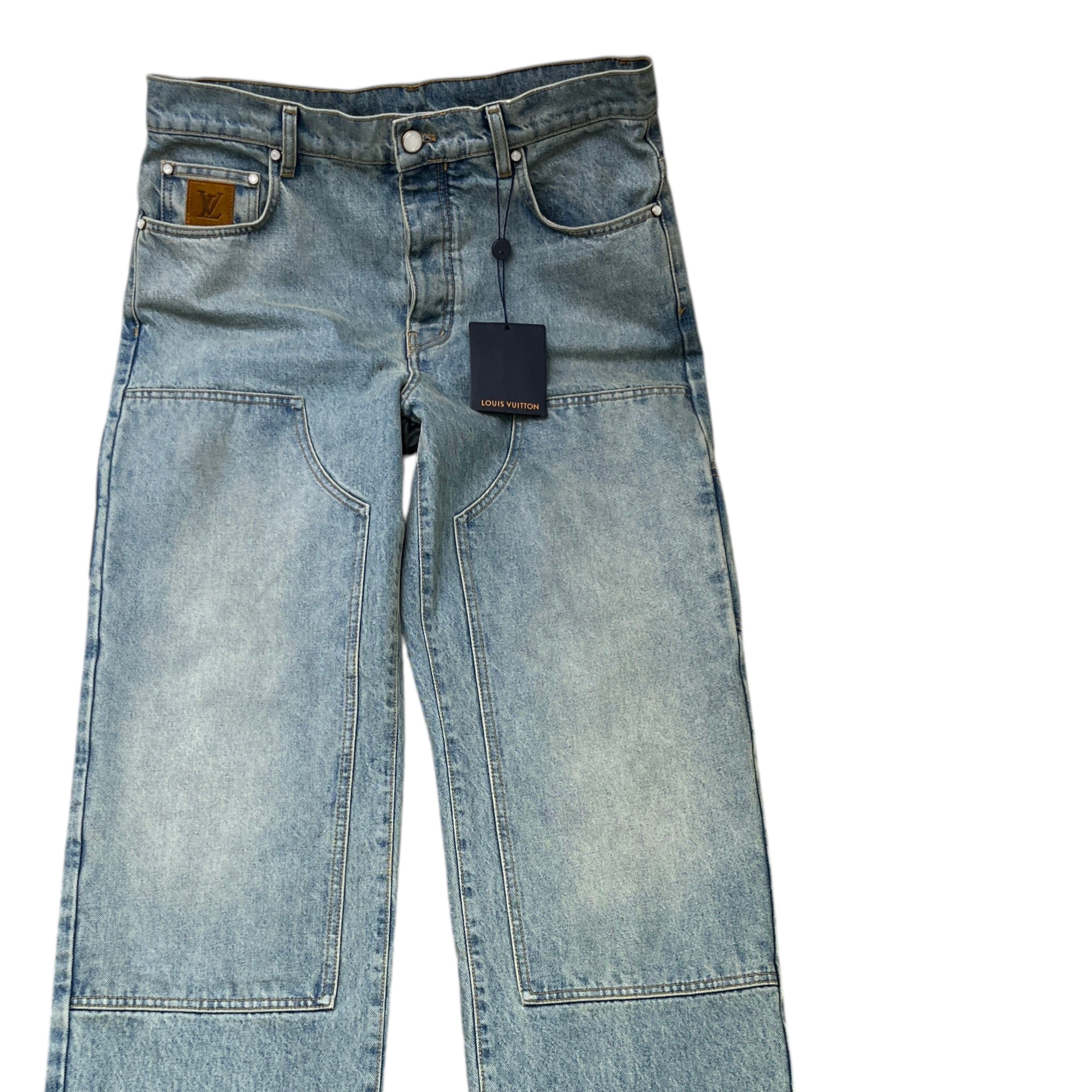 Men's Embroidered Lv Jeans Blue Size XS