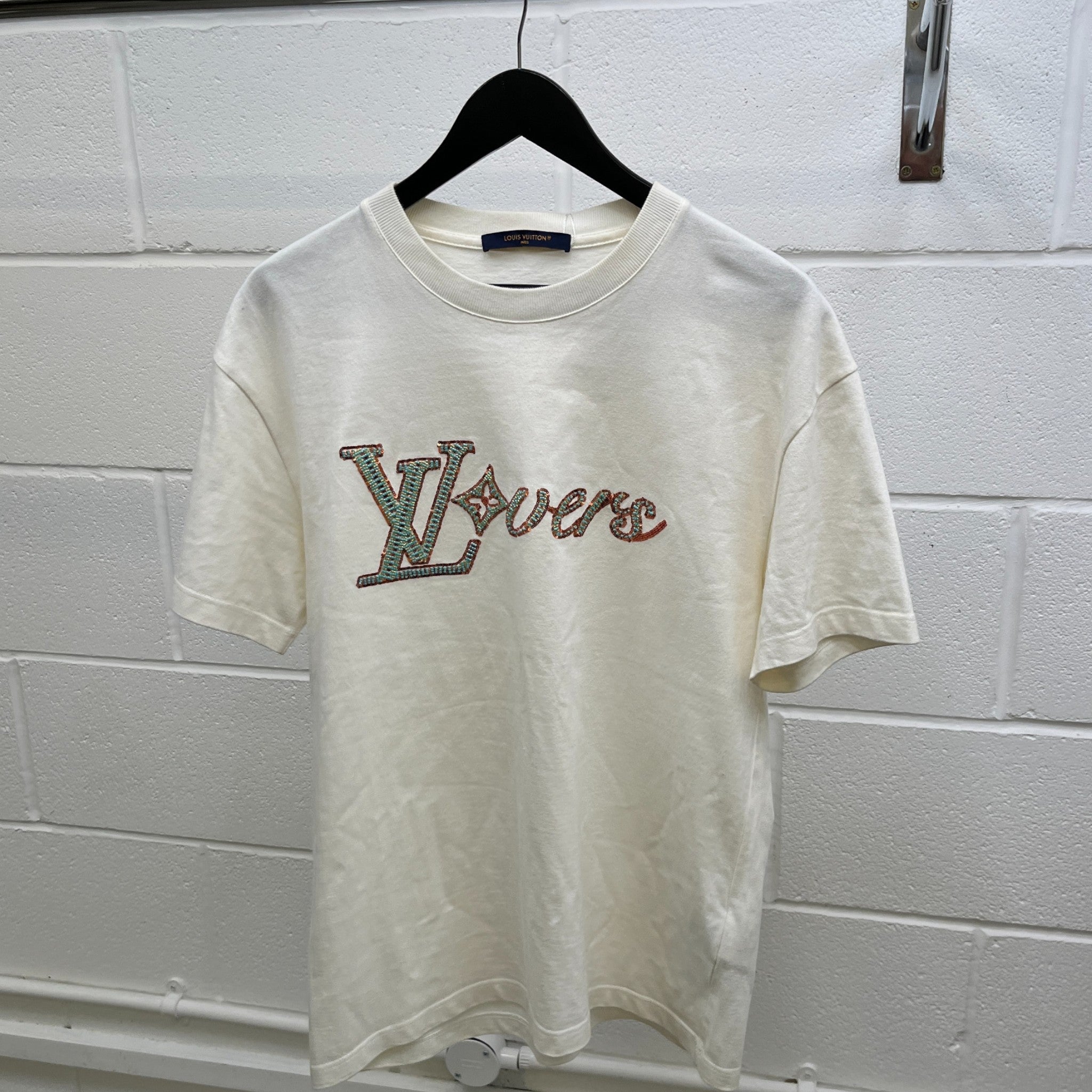 Men's Embroidered Logo T-Shirt White Size M
