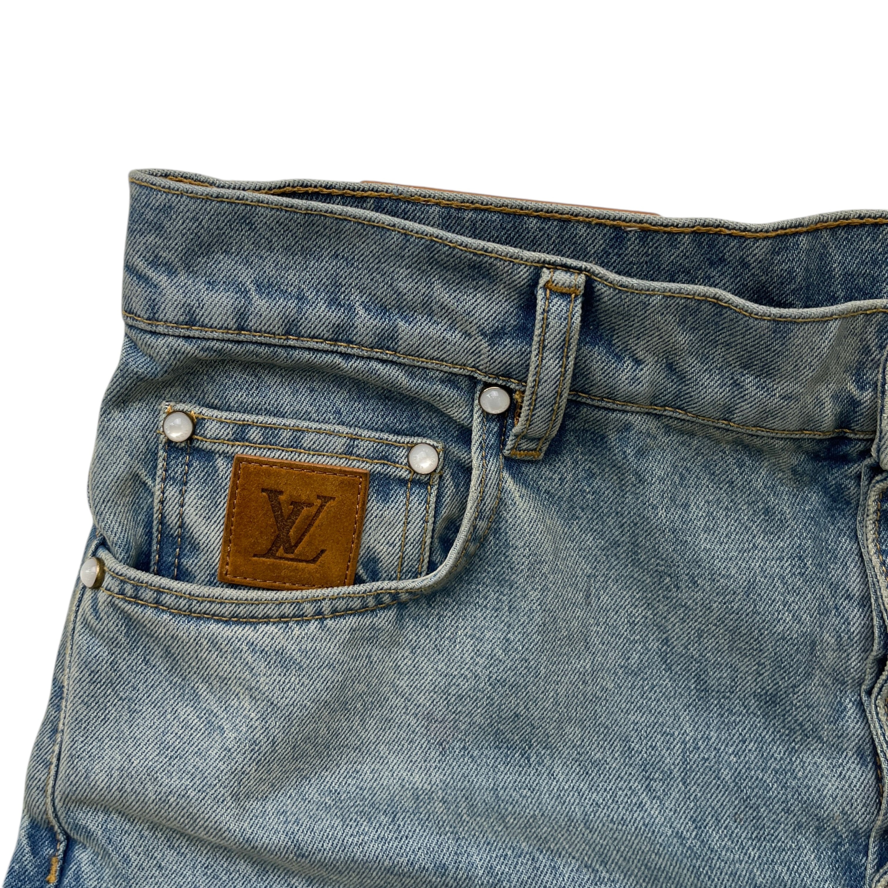 Men's Embroidered Lv Jeans Blue Size XS