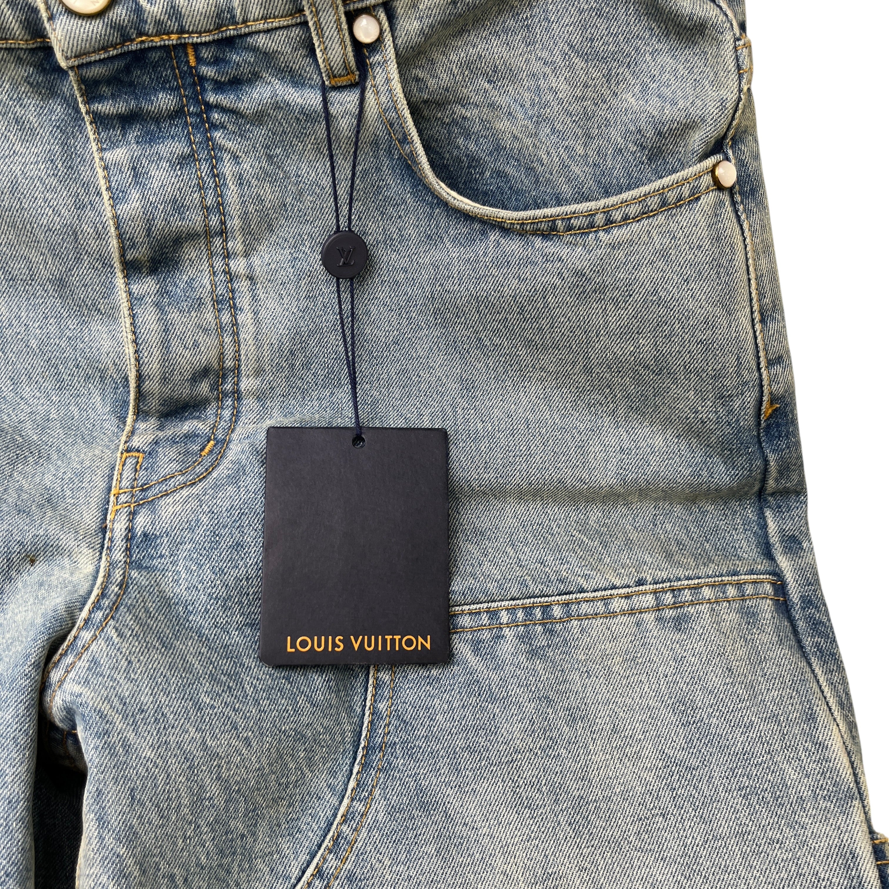Men's Embroidered Lv Jeans Blue Size XS