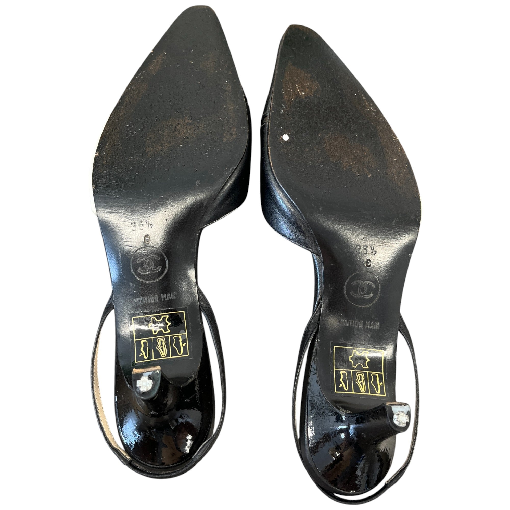 Women's Two Tone Slingback Mules Black Size EU 36.5 / UK 3.5
