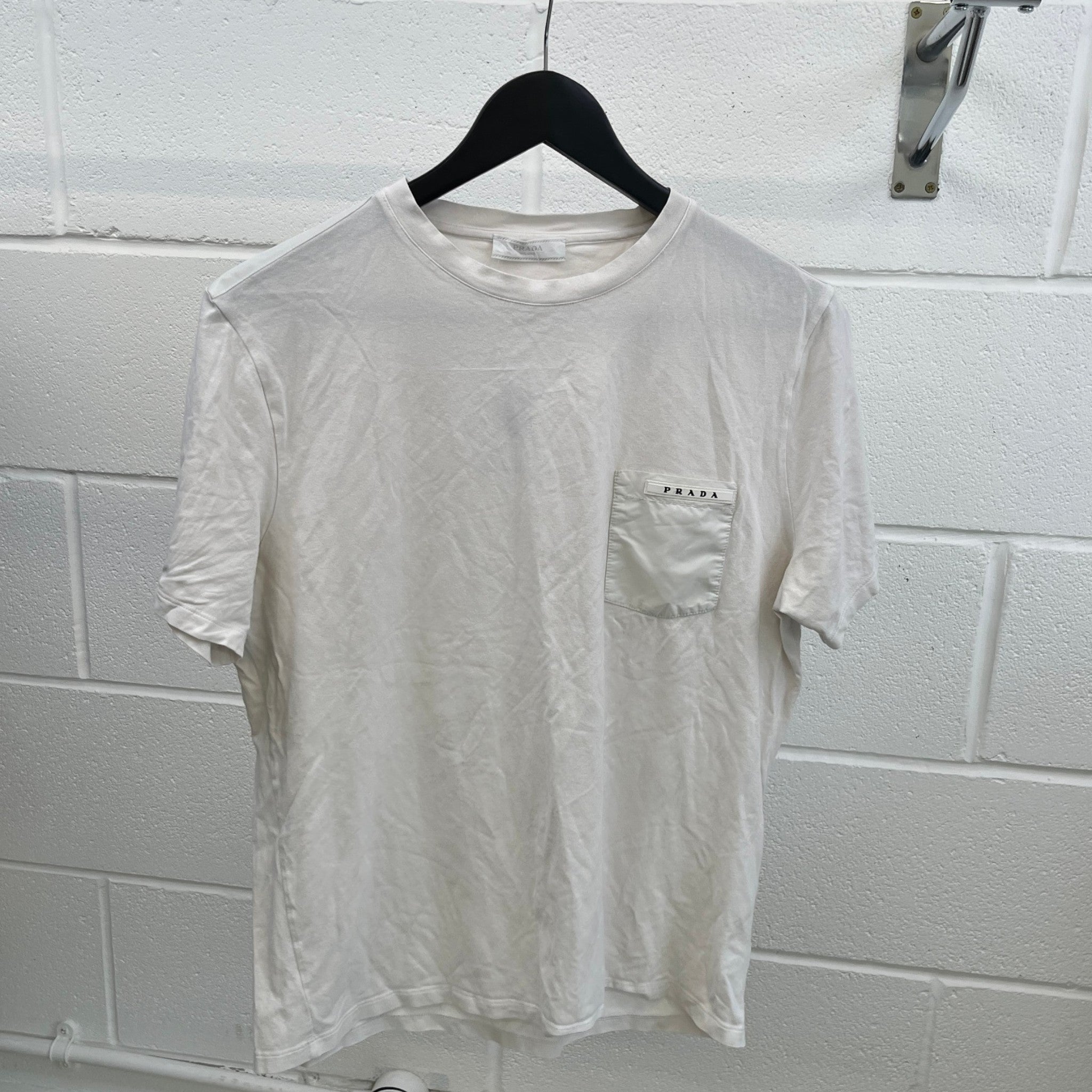 Men's Nylon Pocket Logo T-Shirt White Size L