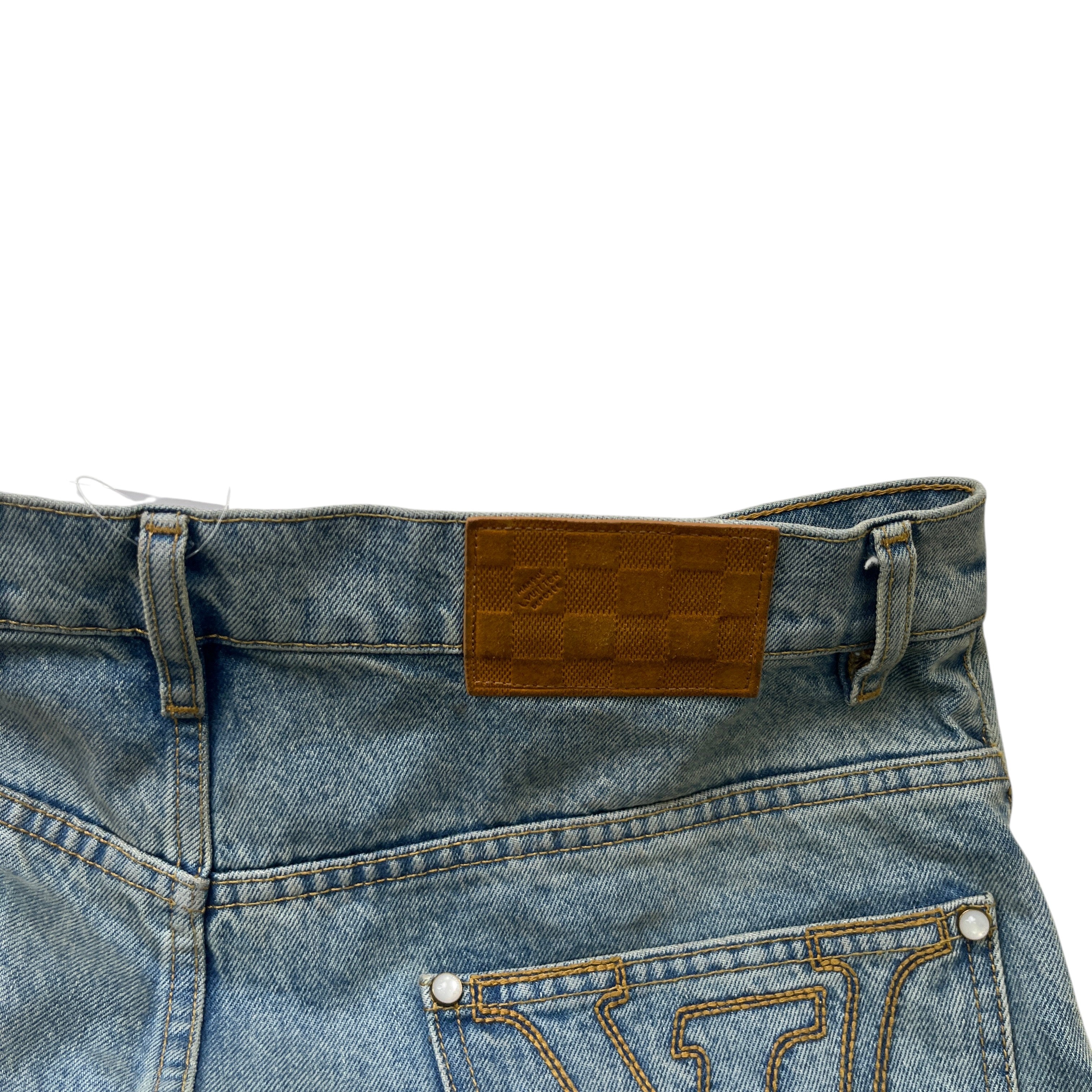 Men's Embroidered Lv Jeans Blue Size XS
