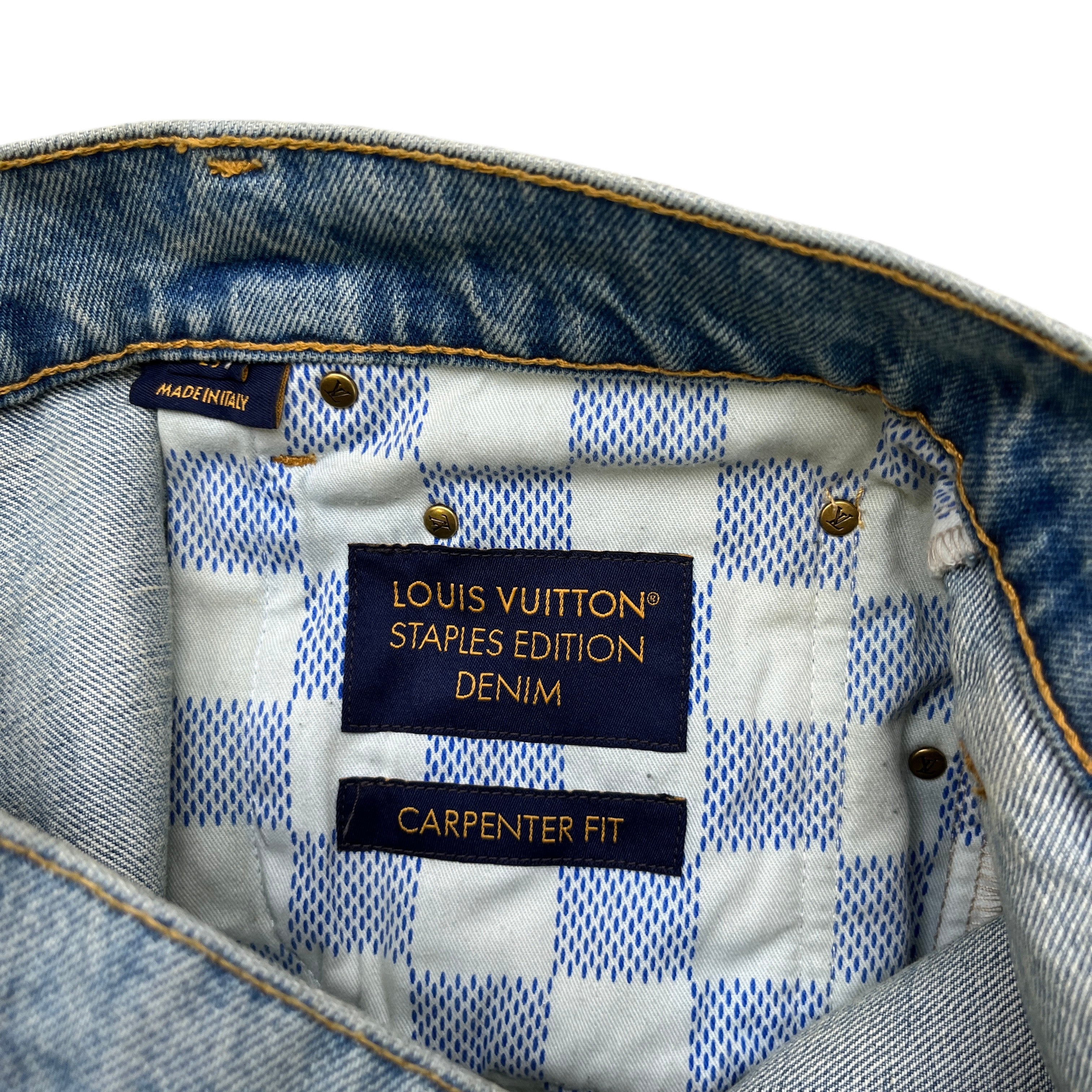 Men's Embroidered Lv Jeans Blue Size XS