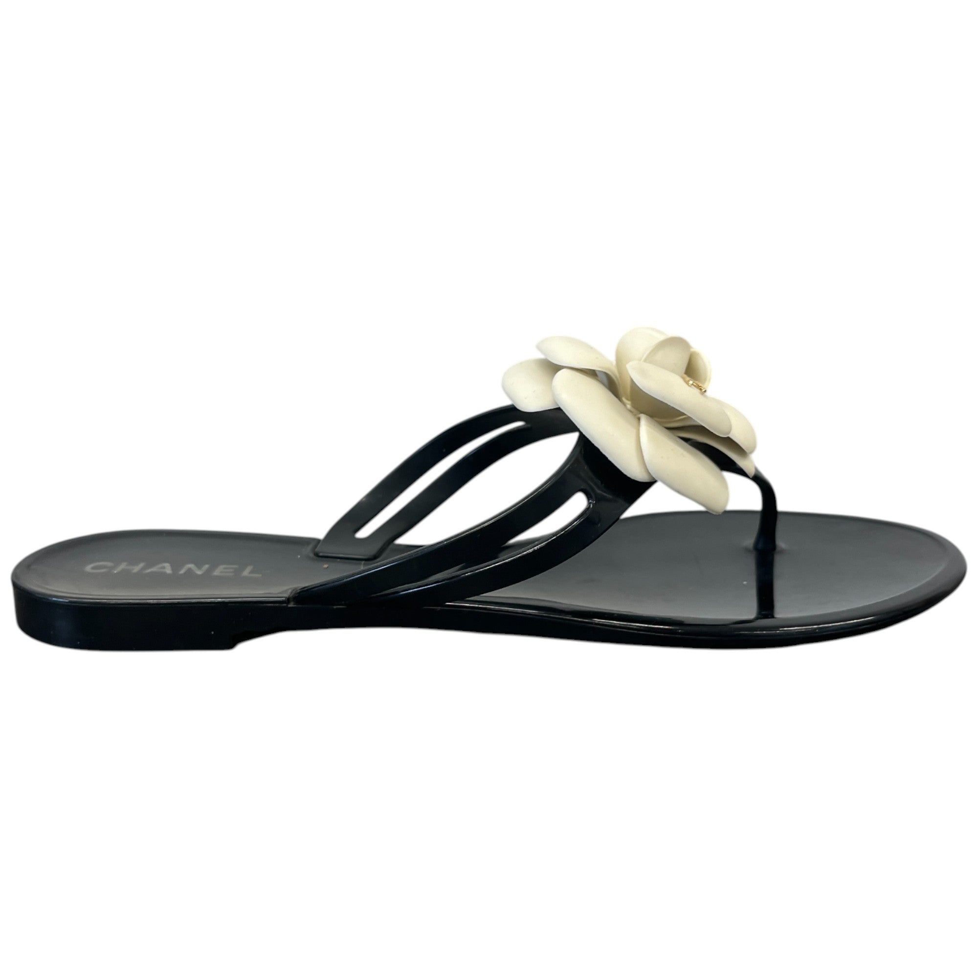 Women's Camellia Flower Jelly Sandals Black Size EU 40 / UK 7