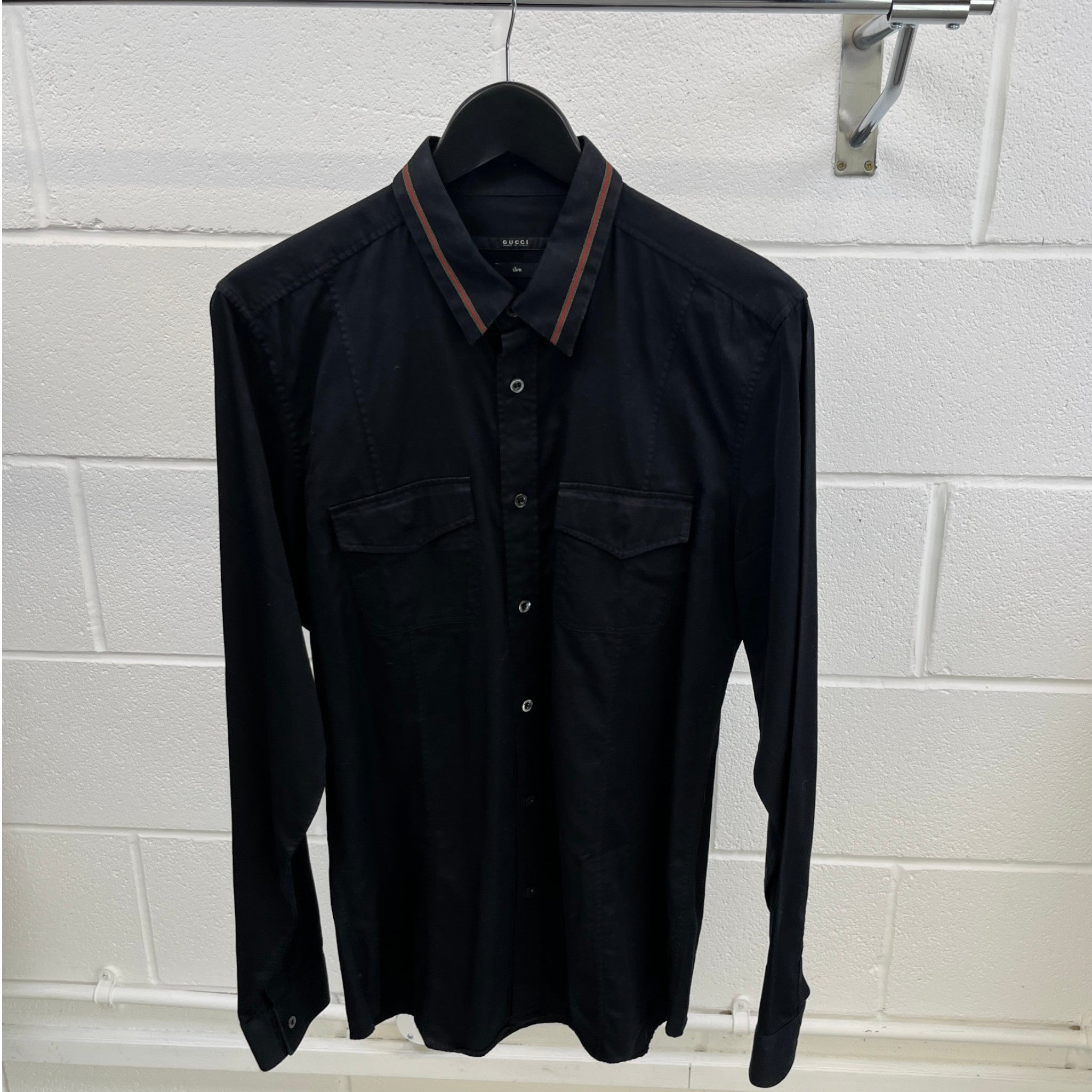 Men's Web Collar Polo Shirt Black Size L