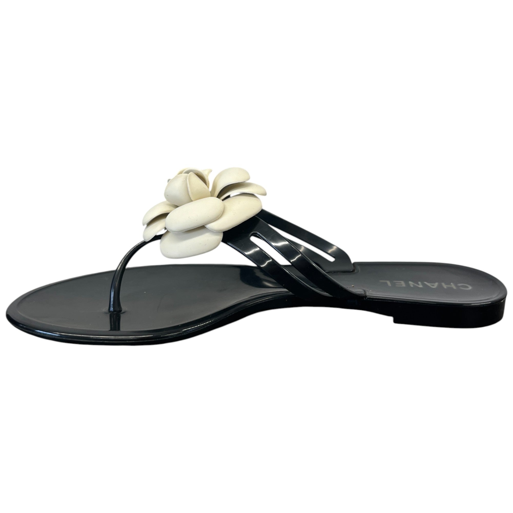 Women's Camellia Flower Jelly Sandals Black Size EU 40 / UK 7