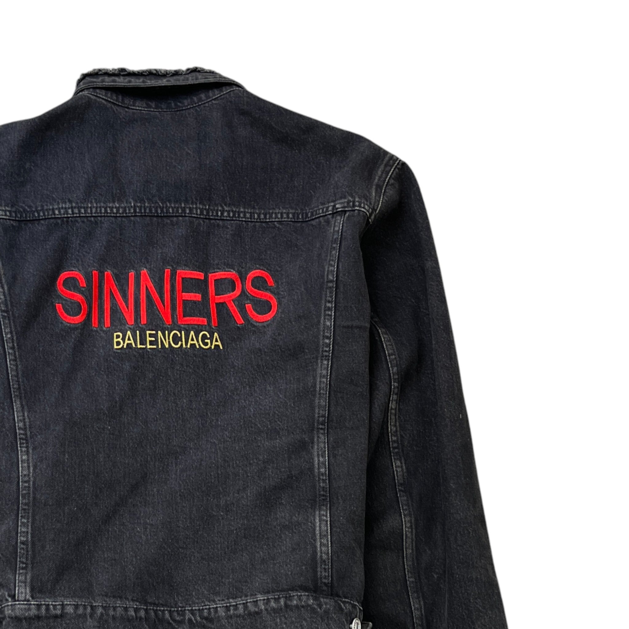 Men's Sinners Distressed Jacket Black Size IT 52 / XL