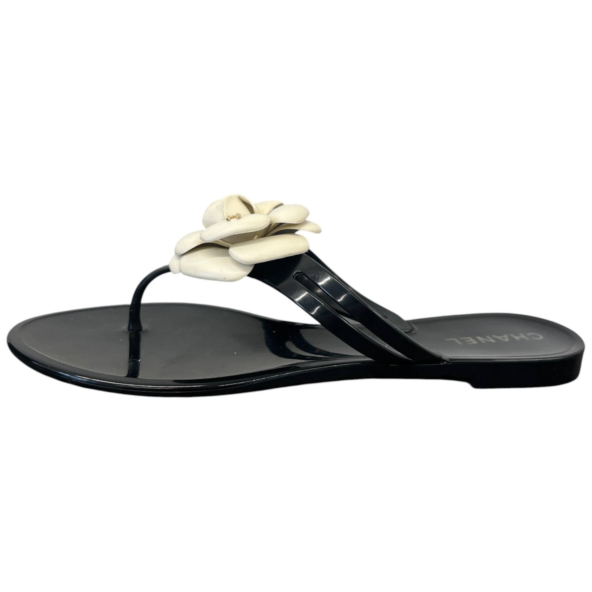 Women's Camellia Flower Jelly Sandals Black Size EU 40 / UK 7