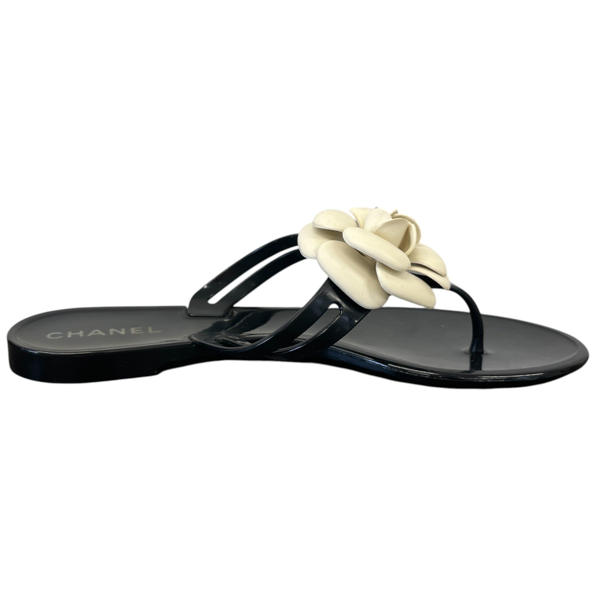 Women's Camellia Flower Jelly Sandals Black Size EU 40 / UK 7