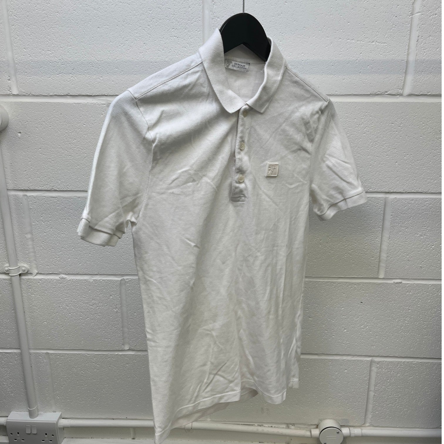Men's Embossed Logo Polo Shirt White Size M