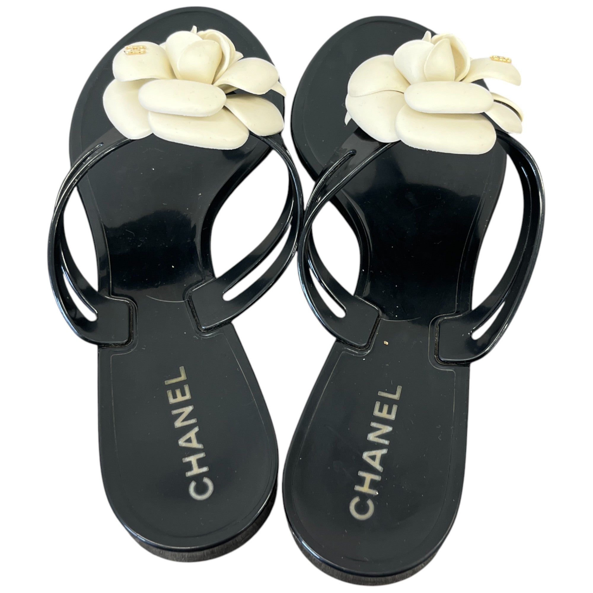 Women's Camellia Flower Jelly Sandals Black Size EU 40 / UK 7