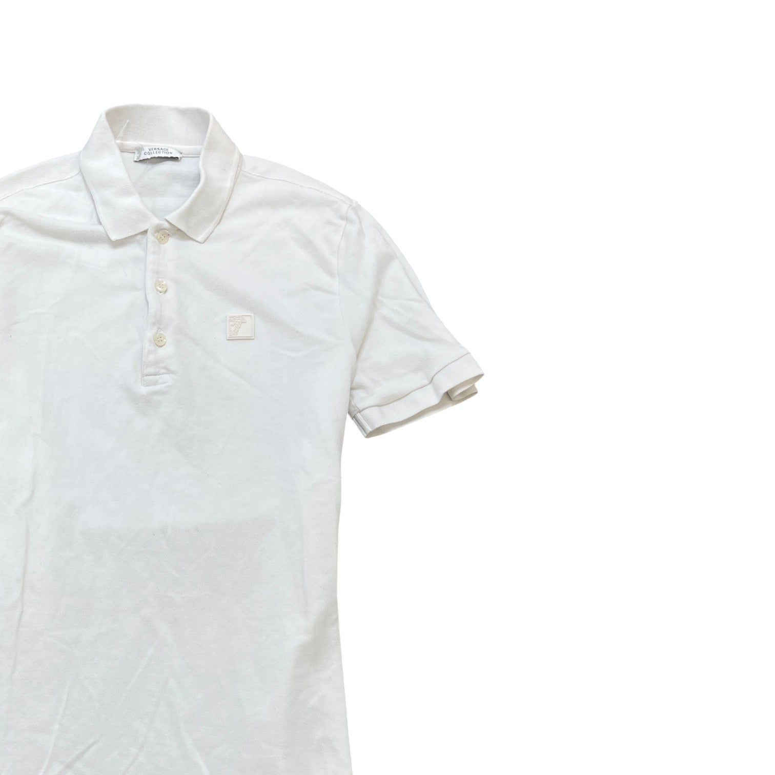 Men's Embossed Logo Polo Shirt White Size M