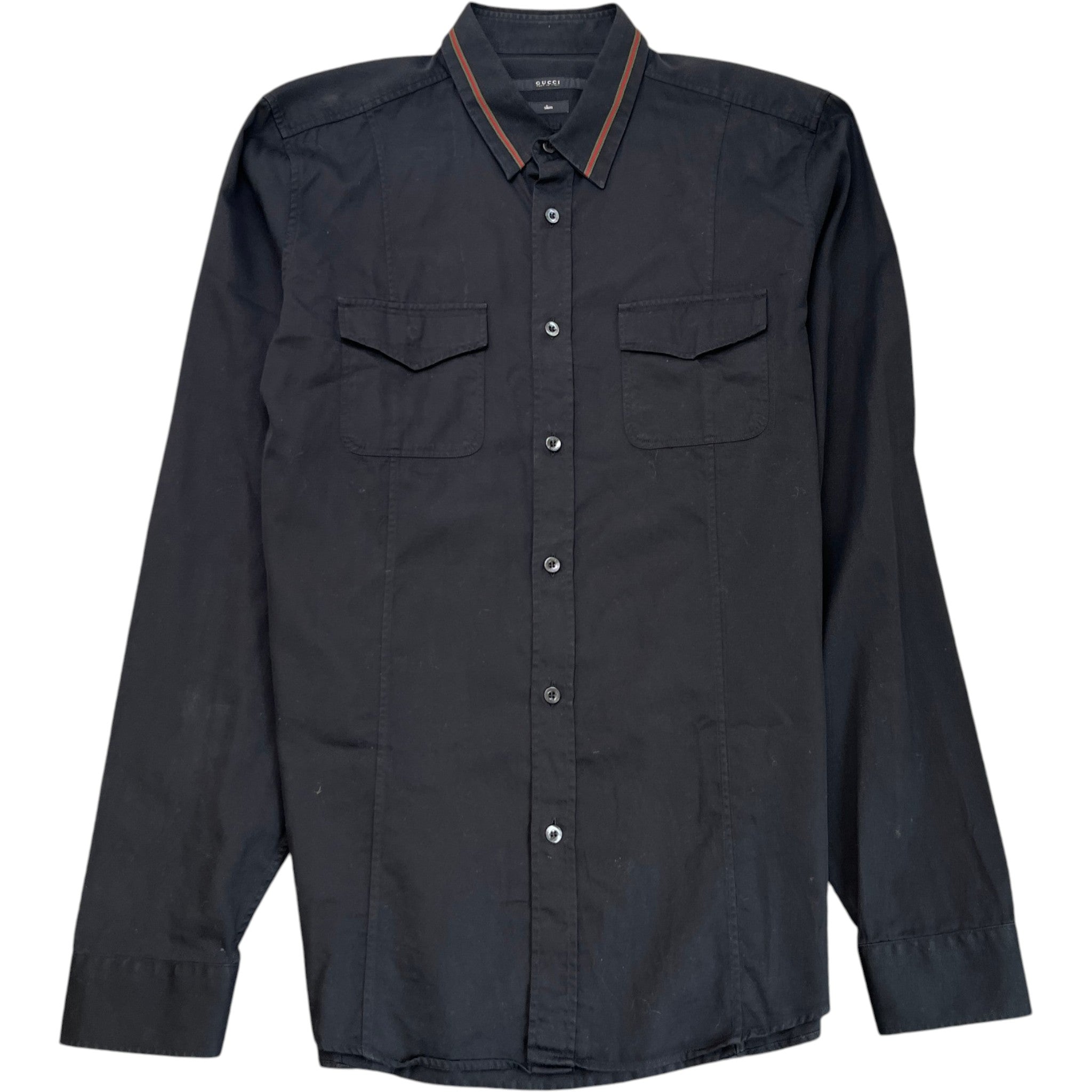 Men's Web Collar Polo Shirt Black Size L