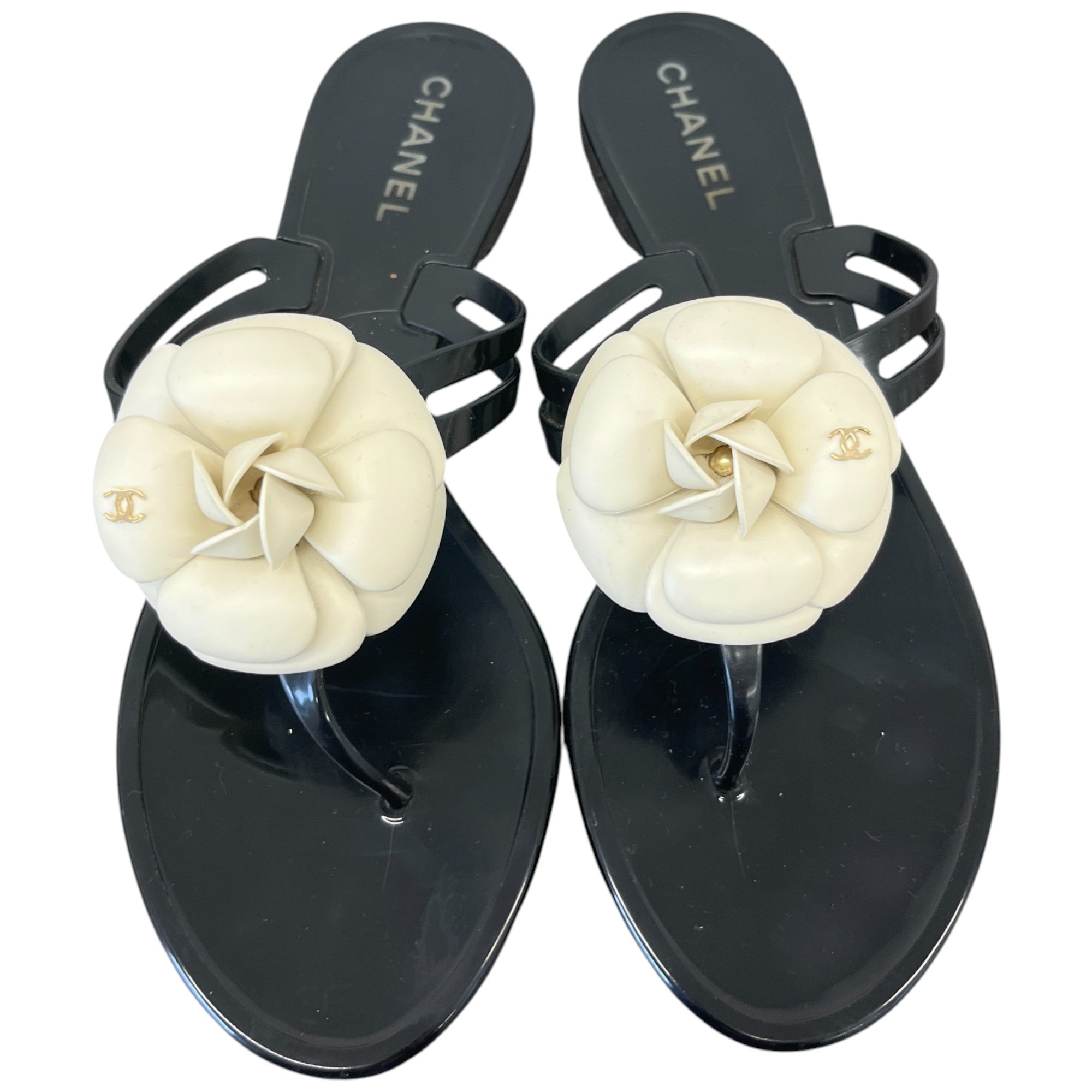 Women's Camellia Flower Jelly Sandals Black Size EU 40 / UK 7