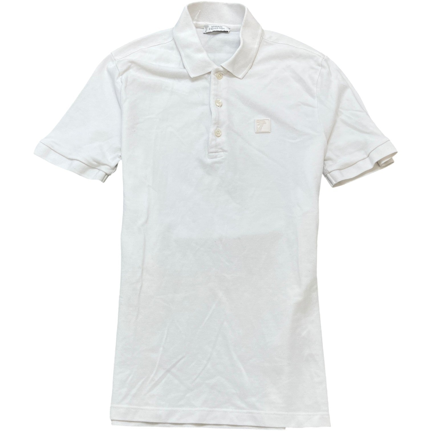 Men's Embossed Logo Polo Shirt White Size M