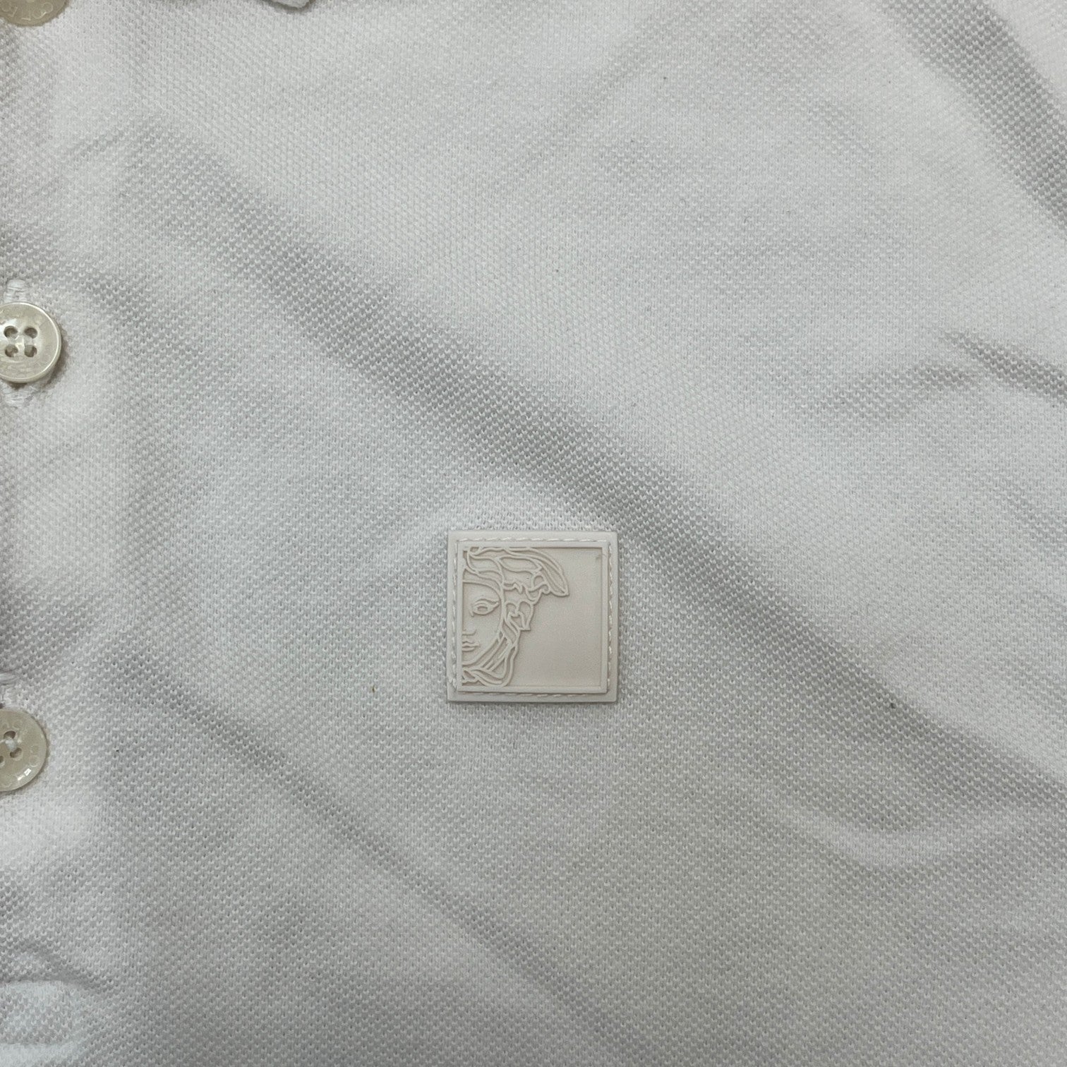 Men's Embossed Logo Polo Shirt White Size M