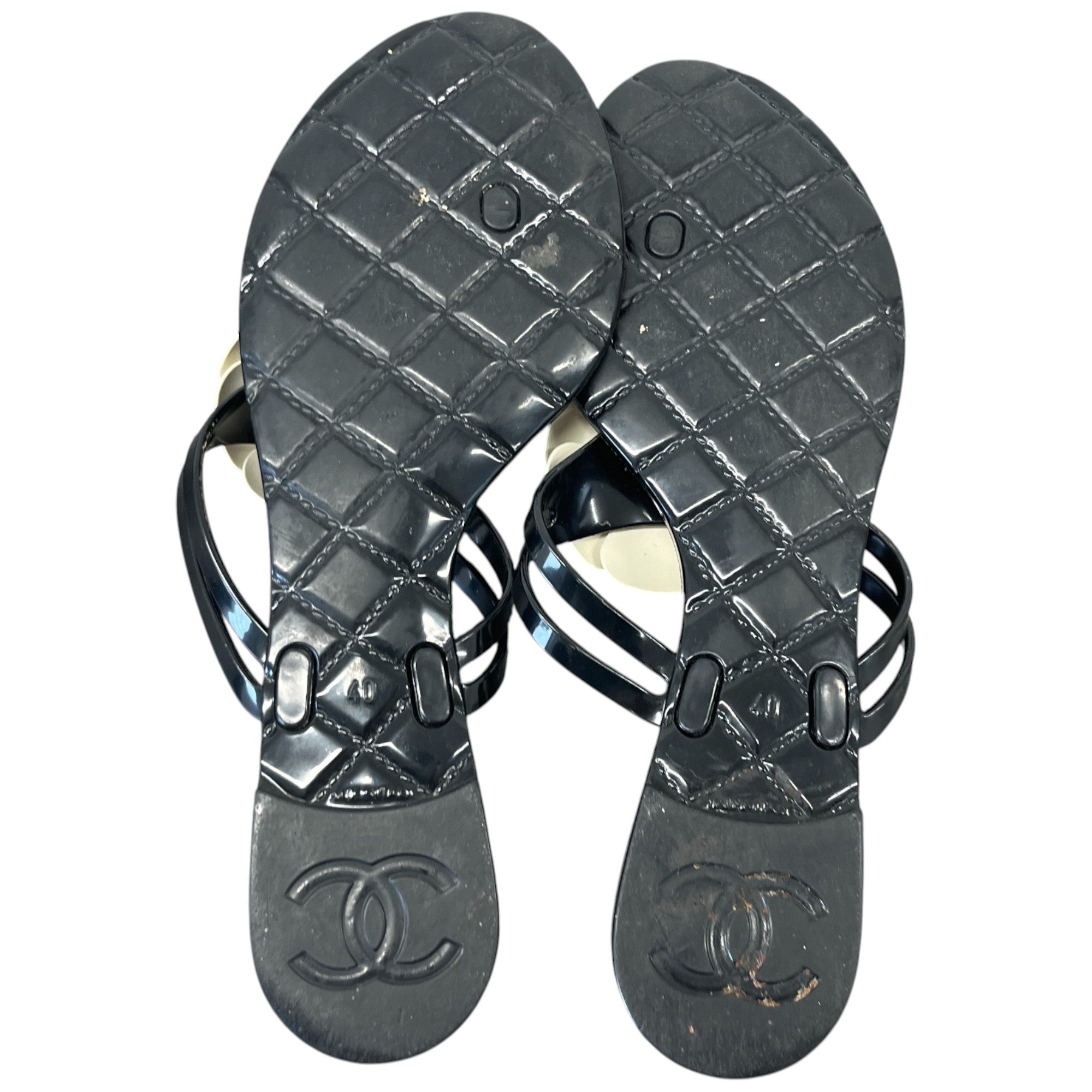 Women's Camellia Flower Jelly Sandals Black Size EU 40 / UK 7