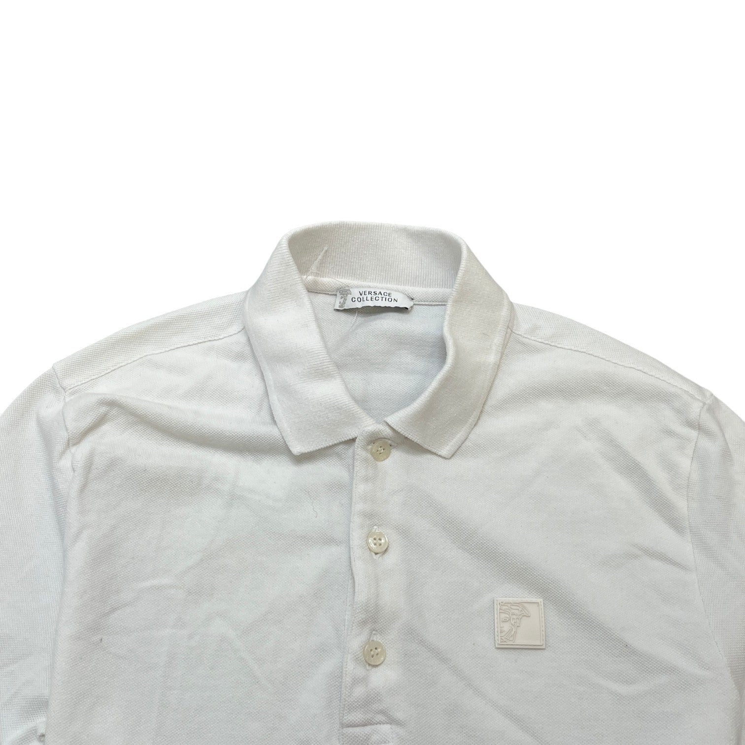 Men's Embossed Logo Polo Shirt White Size M