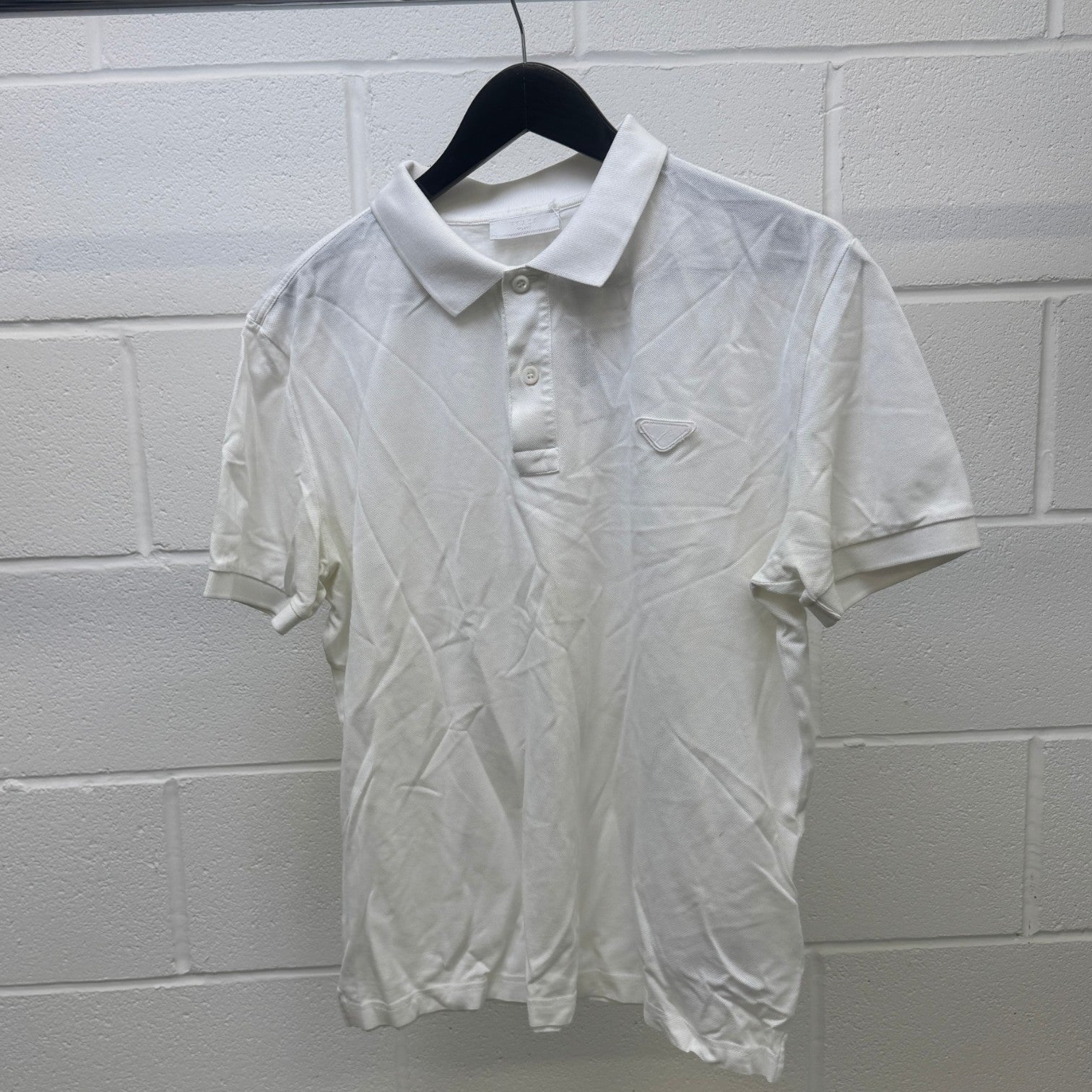Men's Triangle Logo Polo Shirt White Size XL