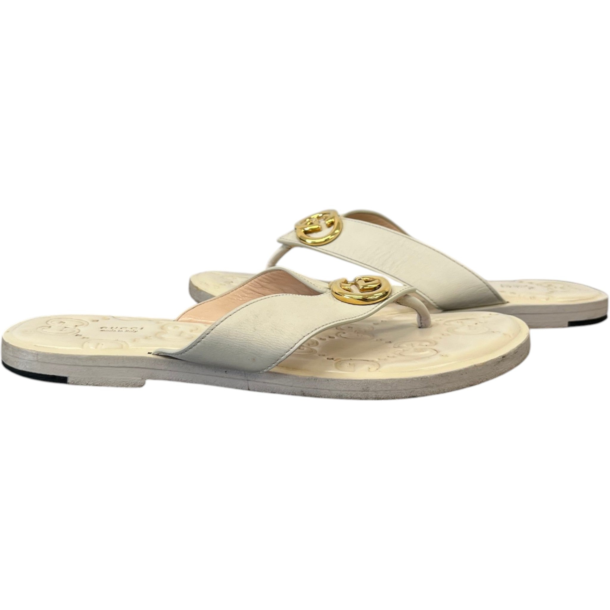 Women's Interlocking G Sandals Cream Size EU 37.5 / UK 4.5