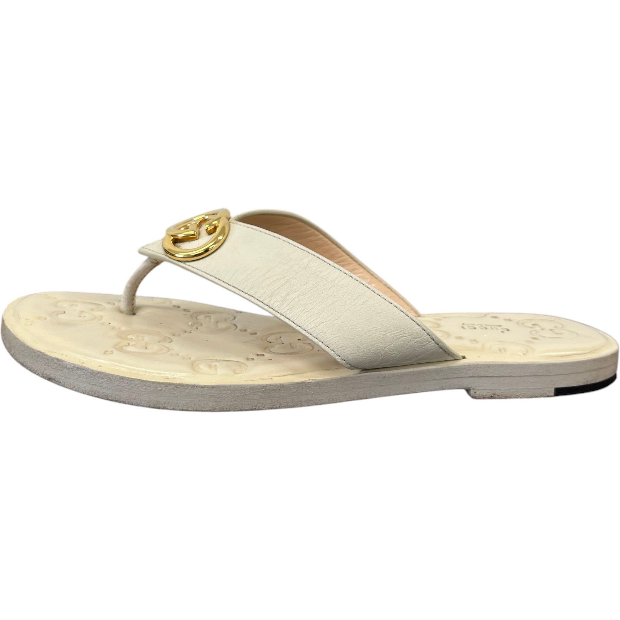Women's Interlocking G Sandals Cream Size EU 37.5 / UK 4.5