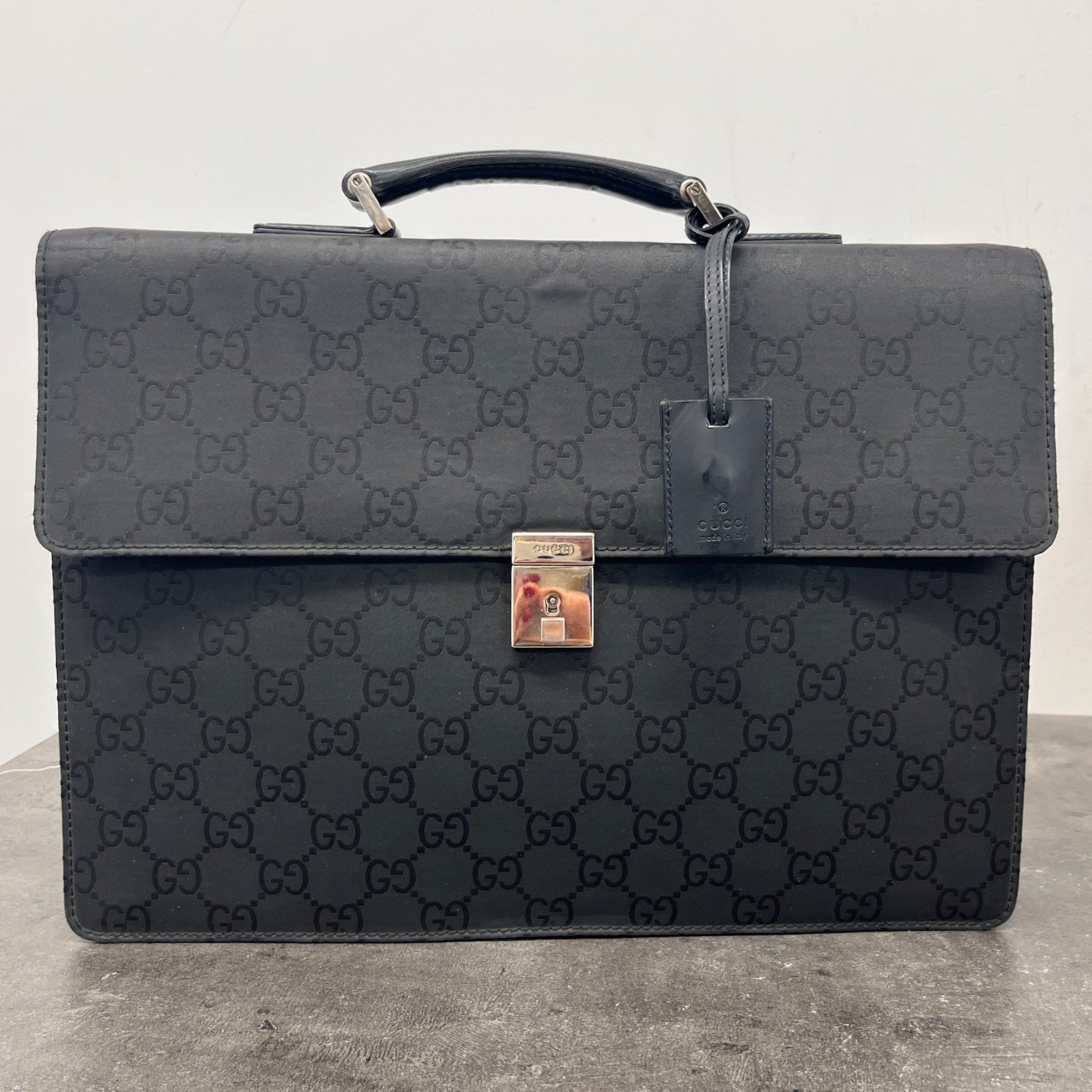 Men's Gg Lock Briefcase Bag Black